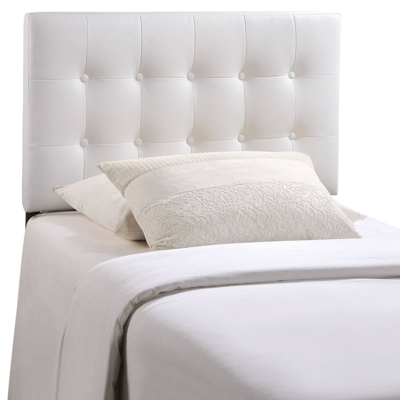 Modern Contemporary Twin Size Vinyl Headboard, White Faux KNCGK5_8FXD Modern Contemporary Twin Size Vinyl Headboard, White Faux KNCGK5_8FXD