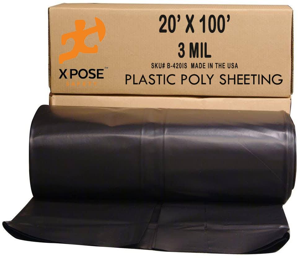 Xpose Safety 20-ft x 100-ft Black 3-Mil Plastic Poly GPRE2F_L9CO Xpose Safety 20-ft x 100-ft Black 3-Mil Plastic Poly GPRE2F_L9CO