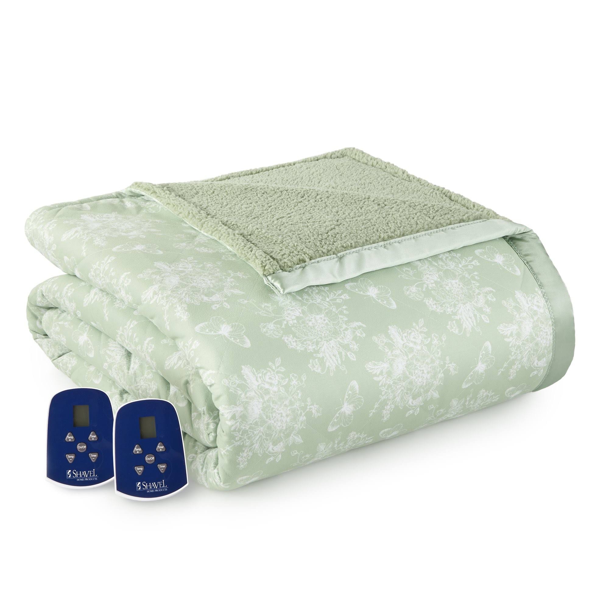 Micro Flannel Sherpa REVERSE Twin Toile Celadon Electric Heated OOAMCD_26W0 Micro Flannel Sherpa REVERSE Twin Toile Celadon Electric Heated OOAMCD_26W0