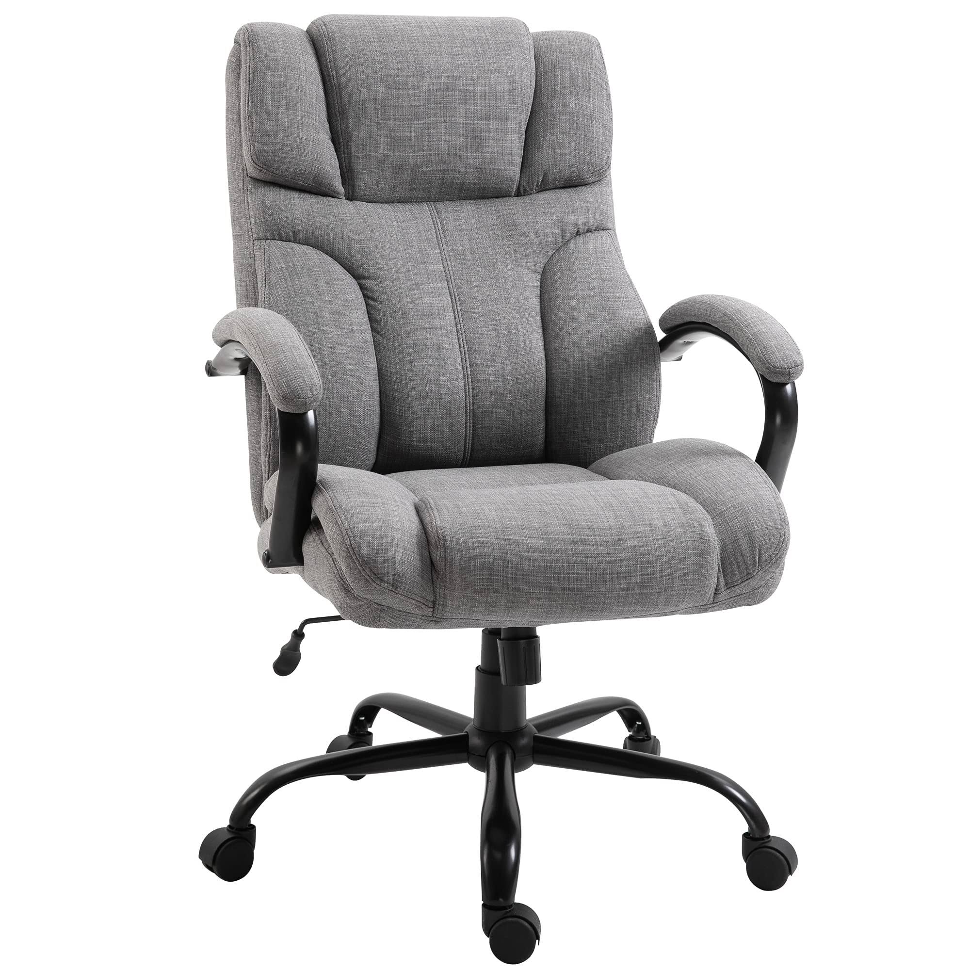 Vinsetto Swivel Ergonomic Big Tall Office Computer Desk Chair with 5 Univeral Wheels A Linen Finish - Light UNUBJC_PUFO Vinsetto Swivel Ergonomic Big Tall Office Computer Desk Chair with 5 Univeral Wheels A Linen Finish - Light UNUBJC_PUFO