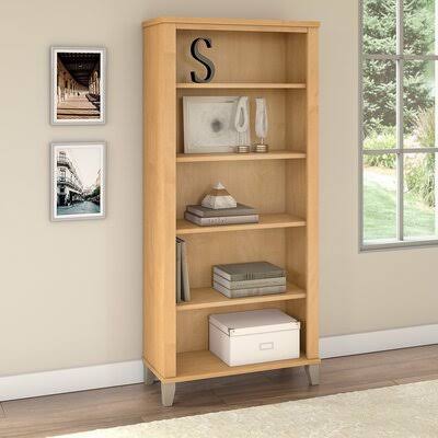 Masala 5 Shelf Standard Bookcase Red Barrel Studio Color Maple A2YHW8_JXCY Masala 5 Shelf Standard Bookcase Red Barrel Studio Color Maple A2YHW8_JXCY