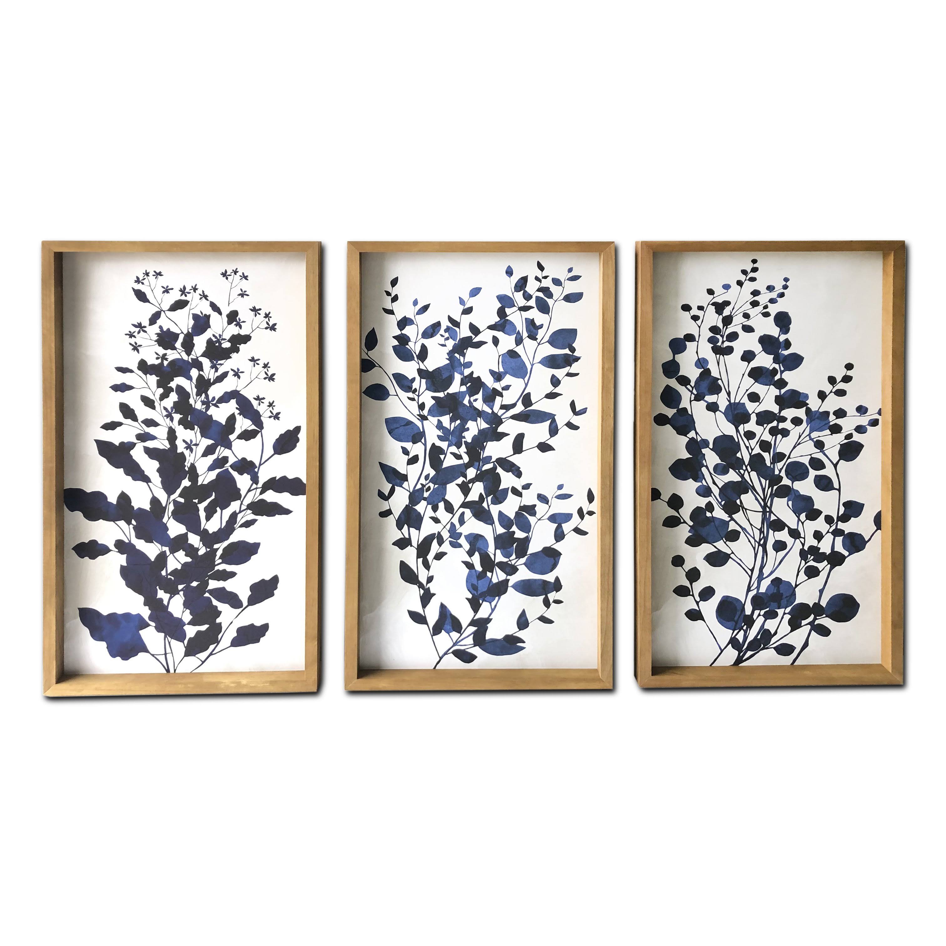 Blue Branches 48x30 inch Wood Framed Canvas Print Wall 3SAZB7_5EEW Blue Branches 48x30 inch Wood Framed Canvas Print Wall 3SAZB7_5EEW