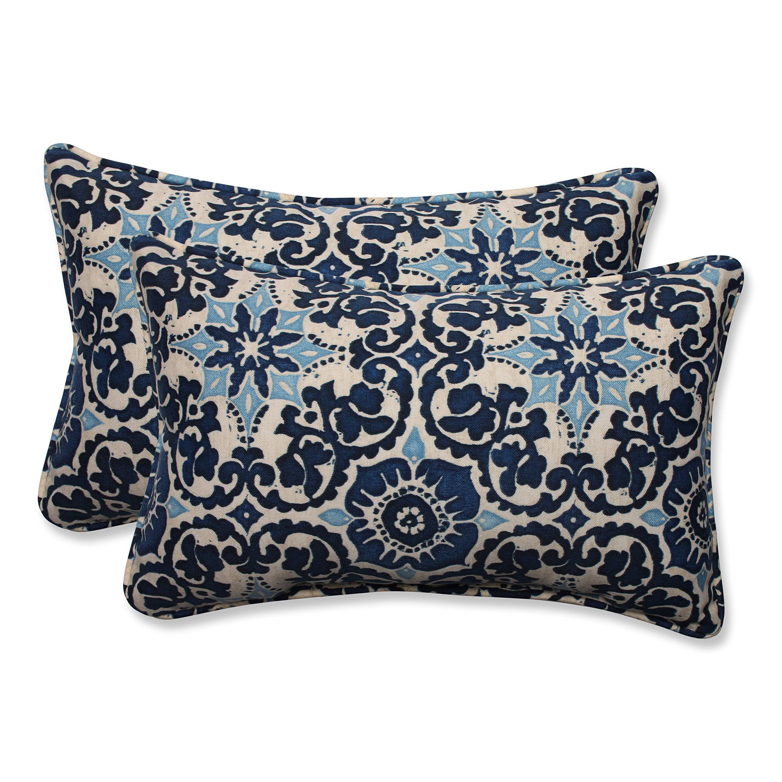 Pillow Perfect Outdoor/ Indoor Woodblock Prism Blue Rectangular Throw Pillow (Set of 2) K2VMV9_I4D4 Pillow Perfect Outdoor/ Indoor Woodblock Prism Blue Rectangular Throw Pillow (Set of 2) K2VMV9_I4D4