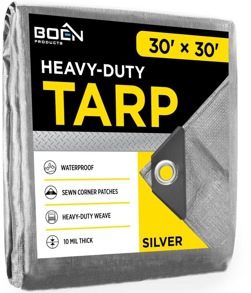 Boen 30 ft. W x 30 ft. L Silver Tarp 14x14 7THRWZ_KU0T Boen 30 ft. W x 30 ft. L Silver Tarp 14x14 7THRWZ_KU0T