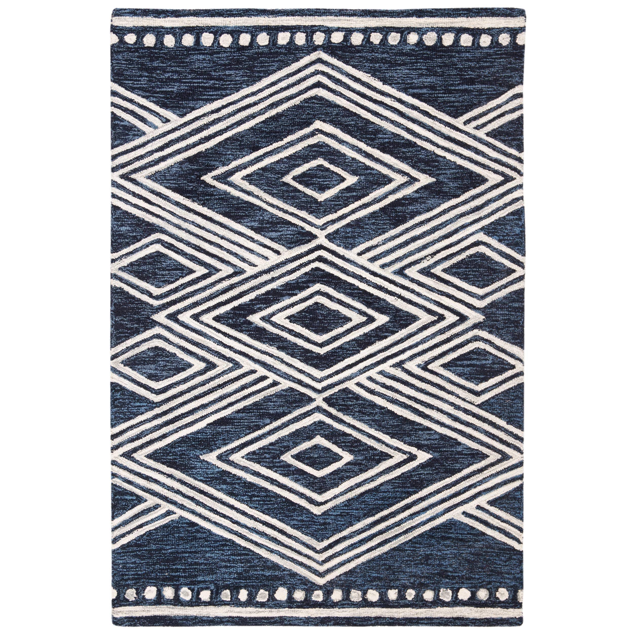 Safavieh Micro-Loop Rug Collection MLP156N - Navy / Ivory - 5' x 8' XFCBHU_IPJL