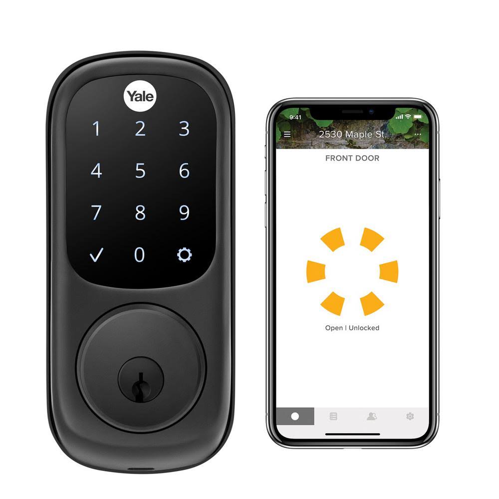 Yale Assure Smart Lock Black Suede Wi-Fi Single Cylinder Deadbolt with Touchscreen WCRDIF_HICM Yale Assure Smart Lock Black Suede Wi-Fi Single Cylinder Deadbolt with Touchscreen WCRDIF_HICM