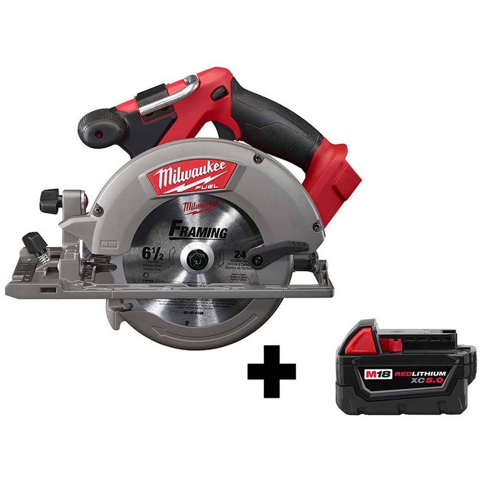 Milwaukee M18 Fuel 18-Volt Lithium-Ion Brushless Cordless 6-1/2 in. Circular Saw w/ M18 5.0 Ah GOTICV_DO8C Milwaukee M18 Fuel 18-Volt Lithium-Ion Brushless Cordless 6-1/2 in. Circular Saw w/ M18 5.0 Ah GOTICV_DO8C
