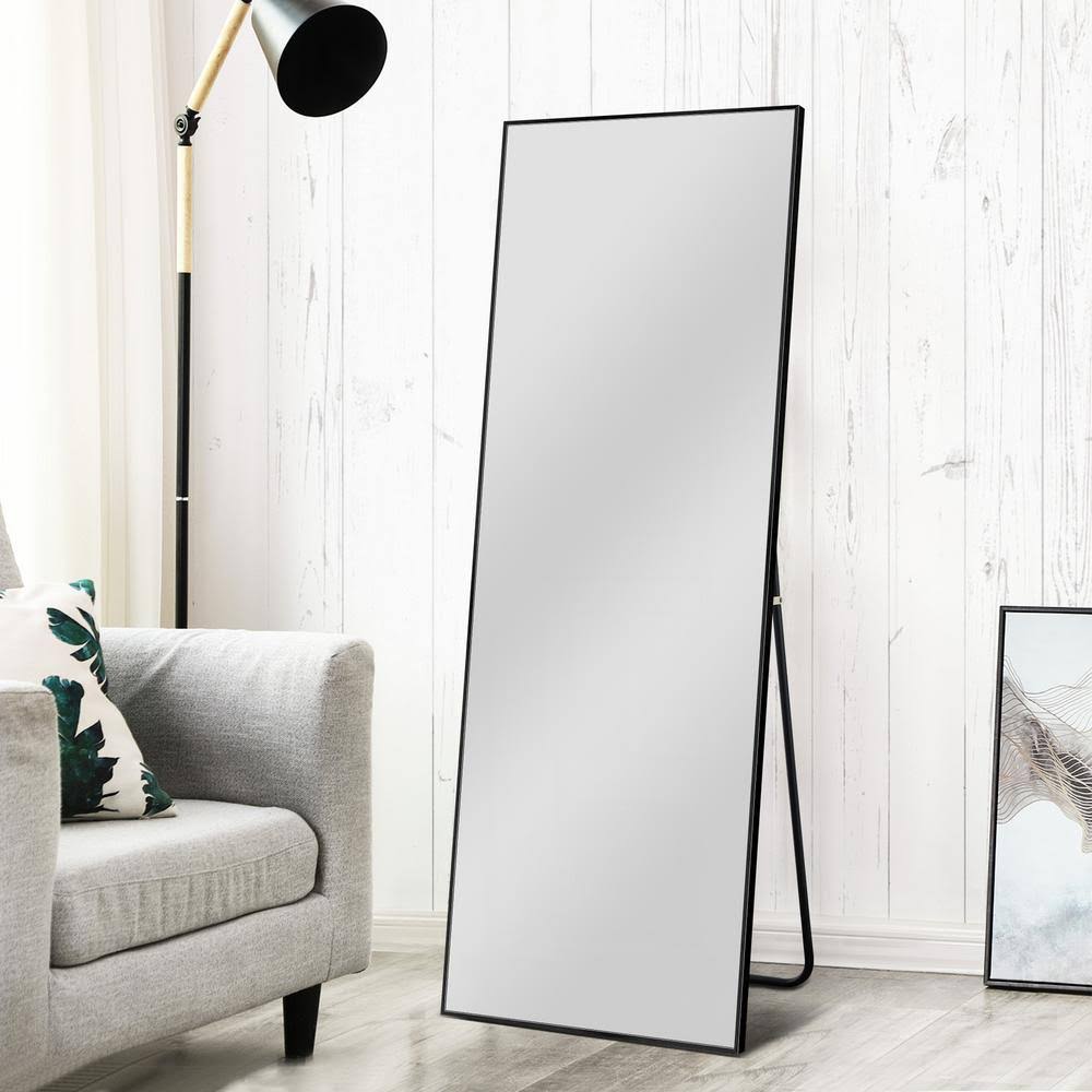Neutype 64.17-in L x 21.26-in W Black Framed Floor Mirror | 92HTFM_YFDB Neutype 64.17-in L x 21.26-in W Black Framed Floor Mirror | 92HTFM_YFDB