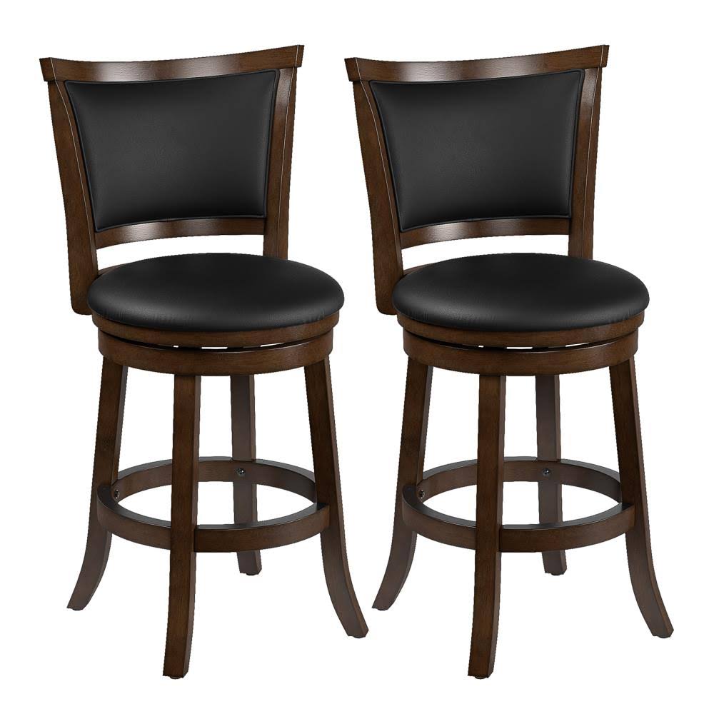 CorLiving Woodgrove Black Counter Height Upholstered Swivel Bar Stool Leather | DWG-104-OFSMER_INWA CorLiving Woodgrove Black Counter Height Upholstered Swivel Bar Stool Leather | DWG-104-OFSMER_INWA