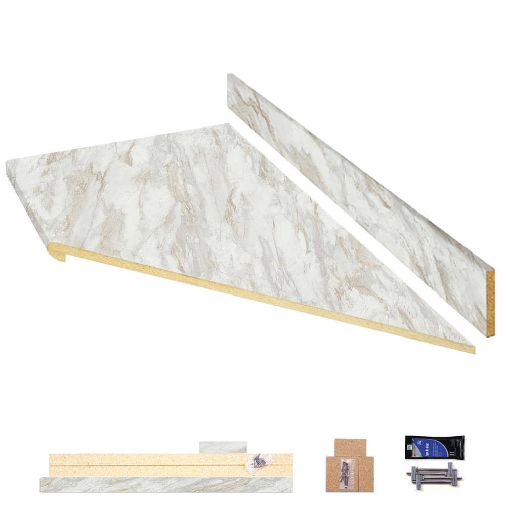Hampton Bay 8 ft. White Laminate Countertop Kit with Right Miter and Eased Edge in Drama N7PO7J_9LT8 Hampton Bay 8 ft. White Laminate Countertop Kit with Right Miter and Eased Edge in Drama N7PO7J_9LT8