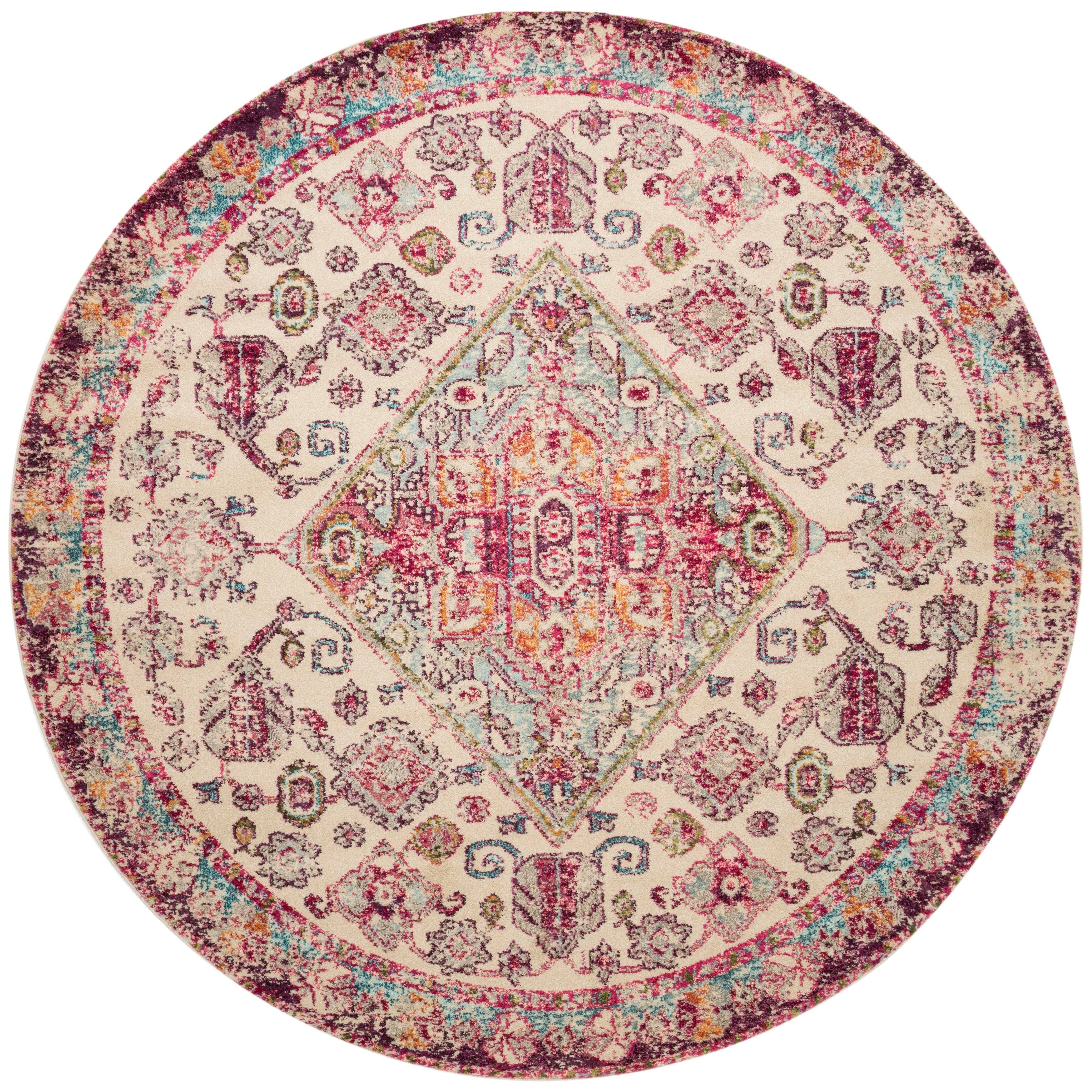 Alexander Home Vintage Bohemian Pink/ Multi Medallion Distressed Round Rug - 8' x 8' Round, ME1CZW_OUJI