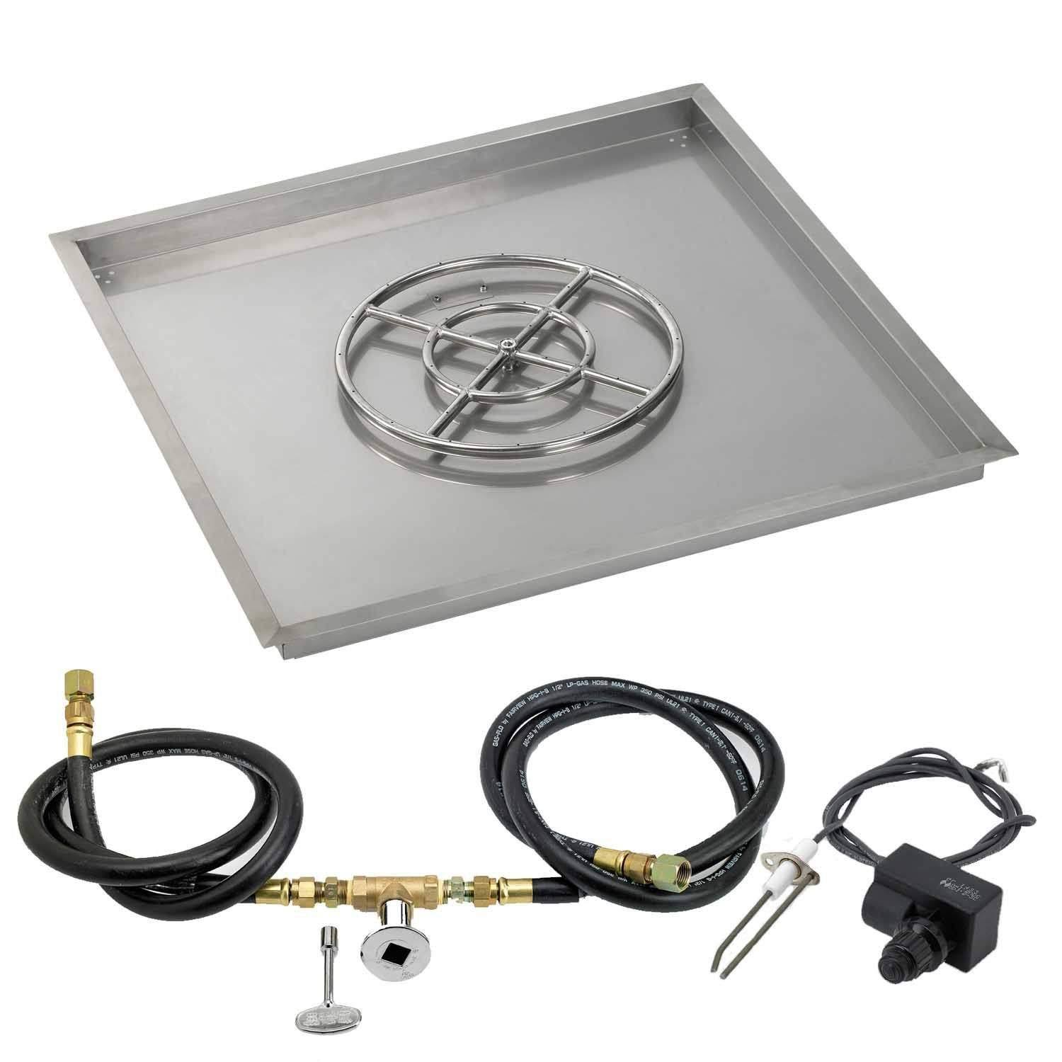 American Fireglass Spark Ignition Fire Pit Kit, Square Bowl Pan, 36 inch Pan/18 inch Burner, Natural GAS (NG) AKOTOG_86ZQ American Fireglass Spark Ignition Fire Pit Kit, Square Bowl Pan, 36 inch Pan/18 inch Burner, Natural GAS (NG) AKOTOG_86ZQ