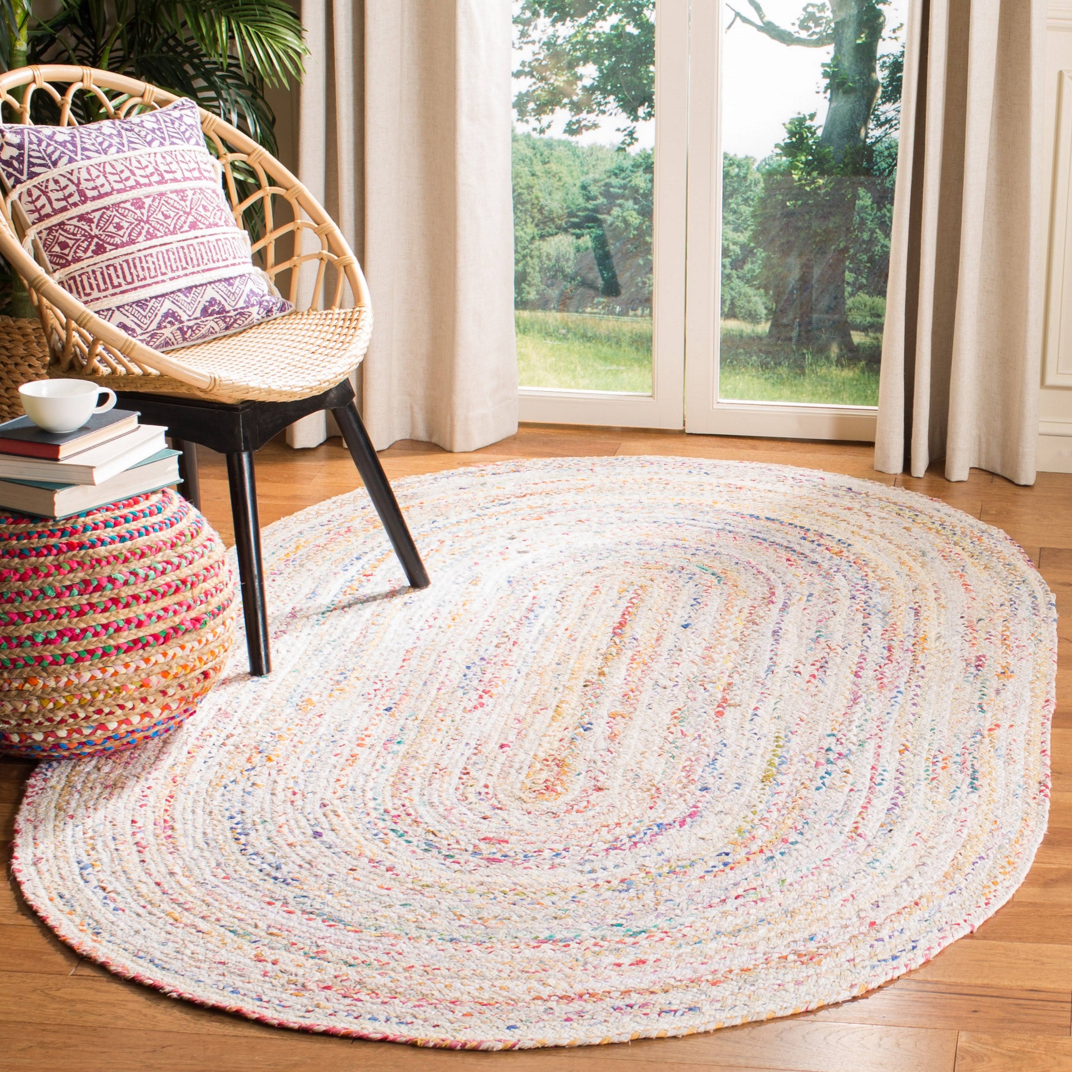 Safavieh Georgine Handmade Braided Bohemian Cotton Rug - 7' x 9'Oval - Ivory/WYBDM0_XJEF