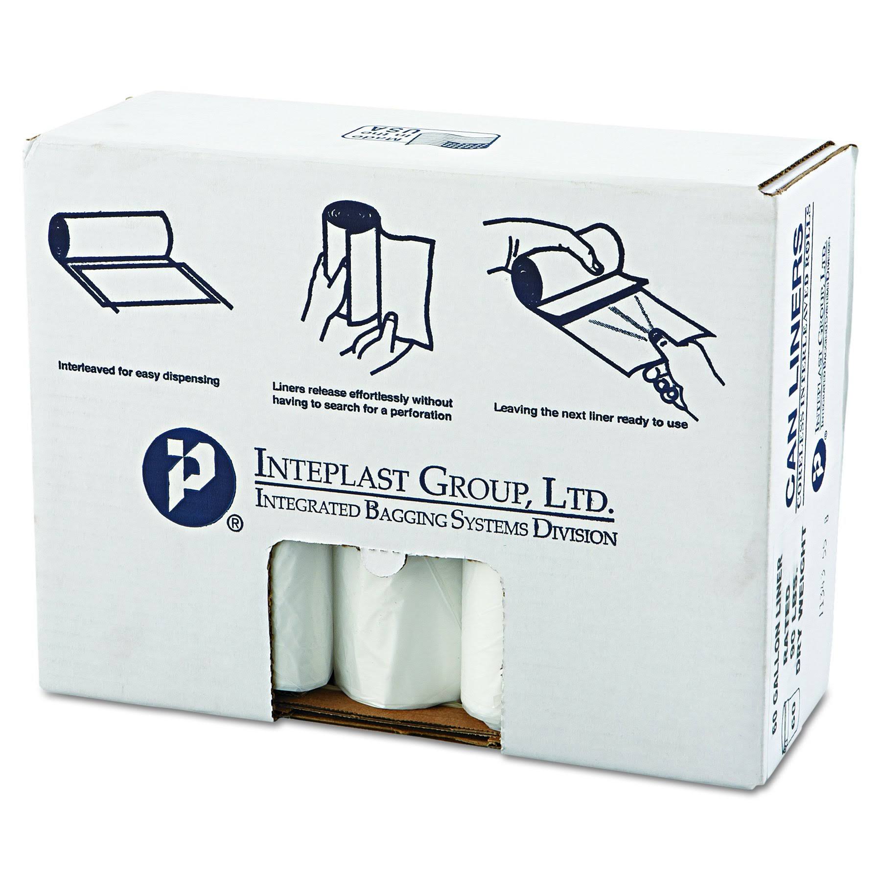 Inteplast Group High-Density Can Liner, 60 gal, 22 Mic, Clear - 25/Roll, 6 Rolls/II9JMF_SZRC Inteplast Group High-Density Can Liner, 60 gal, 22 Mic, Clear - 25/Roll, 6 Rolls/II9JMF_SZRC