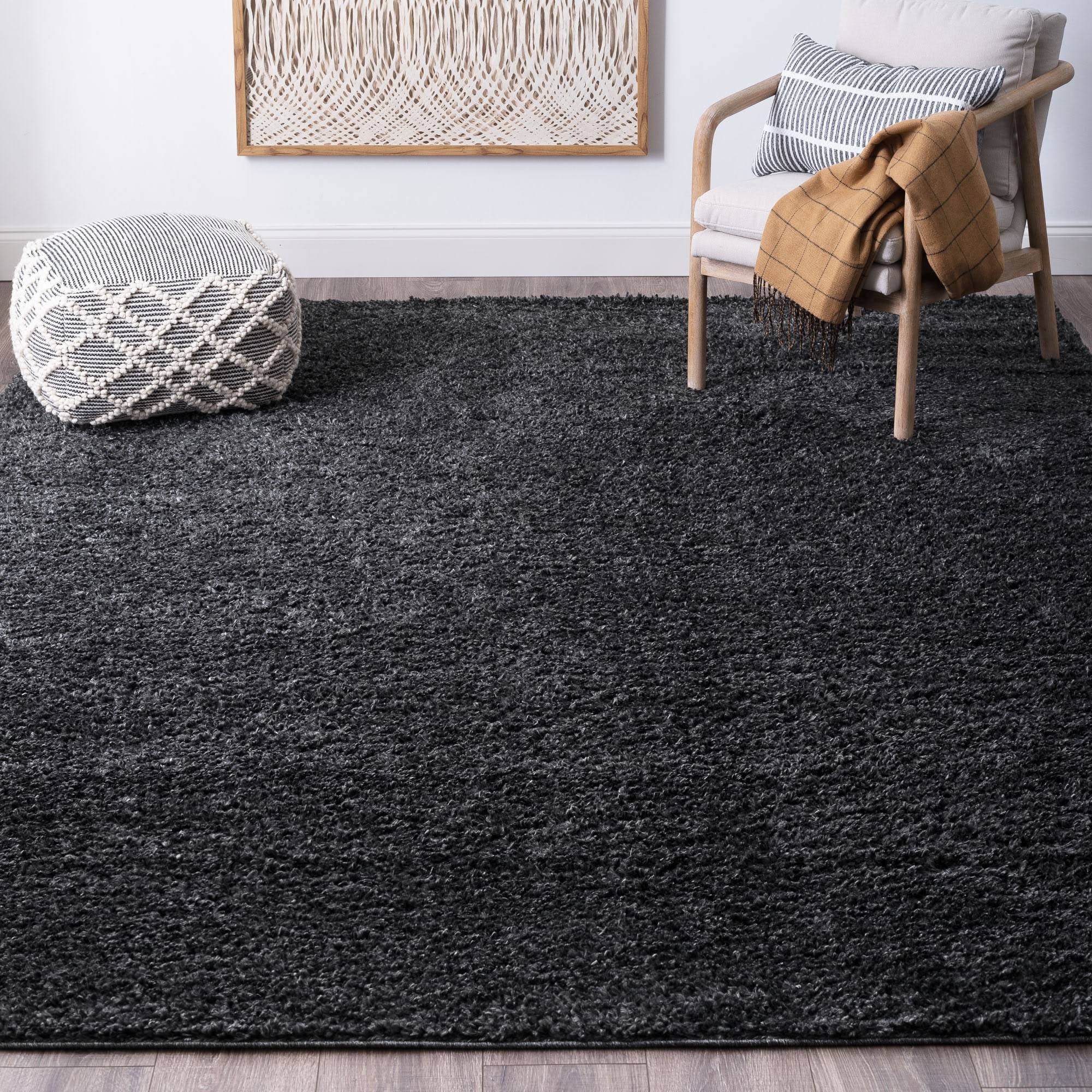 Alise Rugs Sohni Shag Transitional Solid Color Area Rug - Dark Gray - 8'9'' x 12'2'' N3JJOY_UAUA Alise Rugs Sohni Shag Transitional Solid Color Area Rug - Dark Gray - 8'9'' x 12'2'' N3JJOY_UAUA