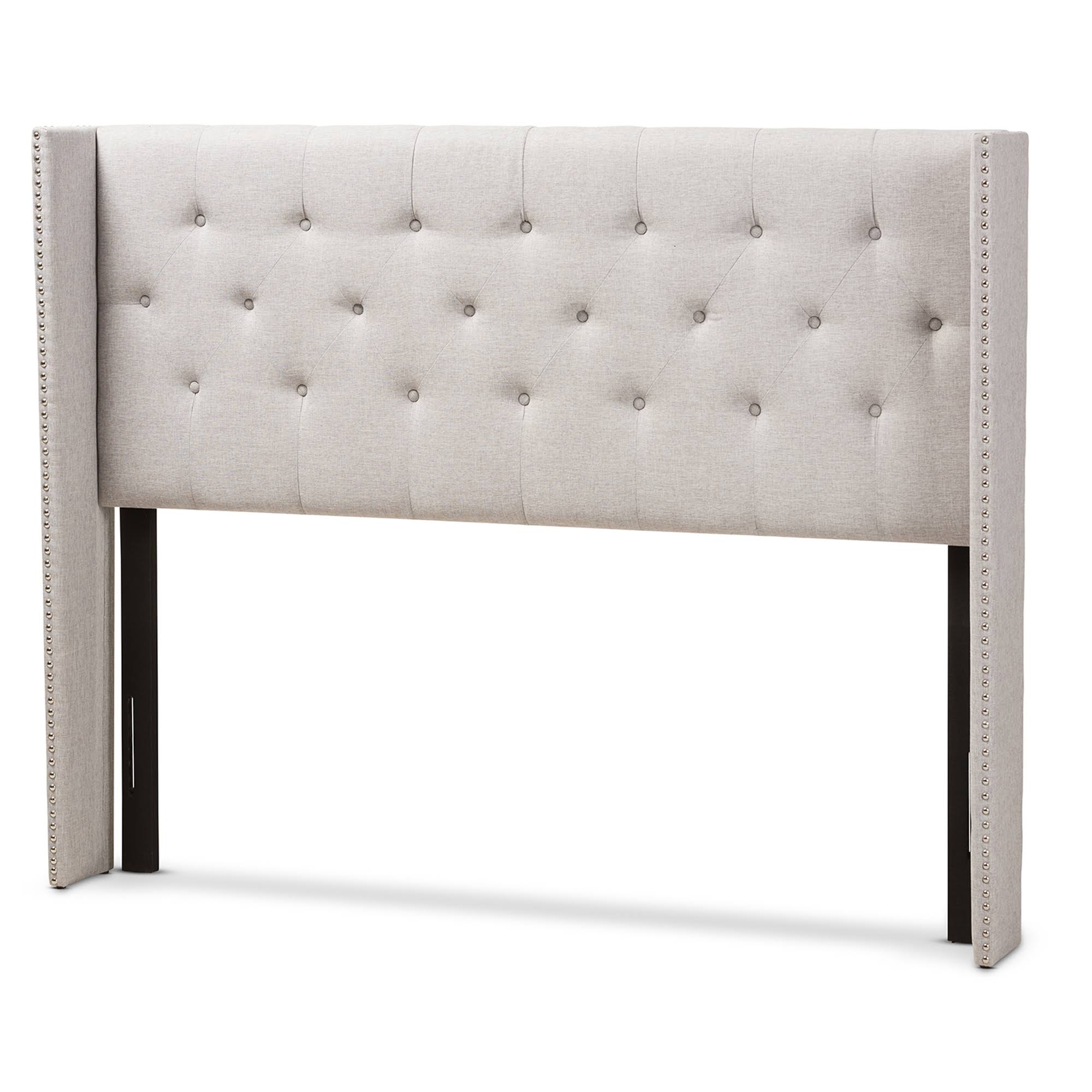 Baxton Studio Ally Modern and Contemporary Fabric Button-Tufted Nail Head Queen Size Winged Headboard - Greyish 3AZSS2_YYZZ Baxton Studio Ally Modern and Contemporary Fabric Button-Tufted Nail Head Queen Size Winged Headboard - Greyish 3AZSS2_YYZZ
