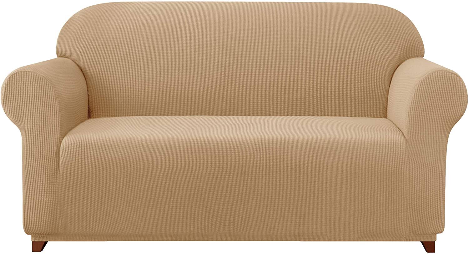 Leroy Plaid Stretch Sofa Slipcover - Subrtex X-Large / Khaki JFHOJM_WG7W Leroy Plaid Stretch Sofa Slipcover - Subrtex X-Large / Khaki JFHOJM_WG7W