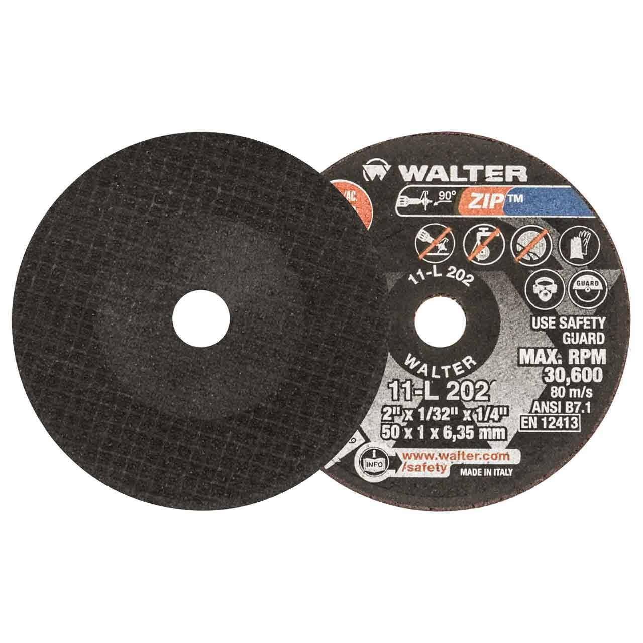 Walter 11L202 2x1/32x1/4 Zip Cut-Off Wheels, Type 1 A24 Grit 25 IL22TF_FOOQ Walter 11L202 2x1/32x1/4 Zip Cut-Off Wheels, Type 1 A24 Grit 25 IL22TF_FOOQ