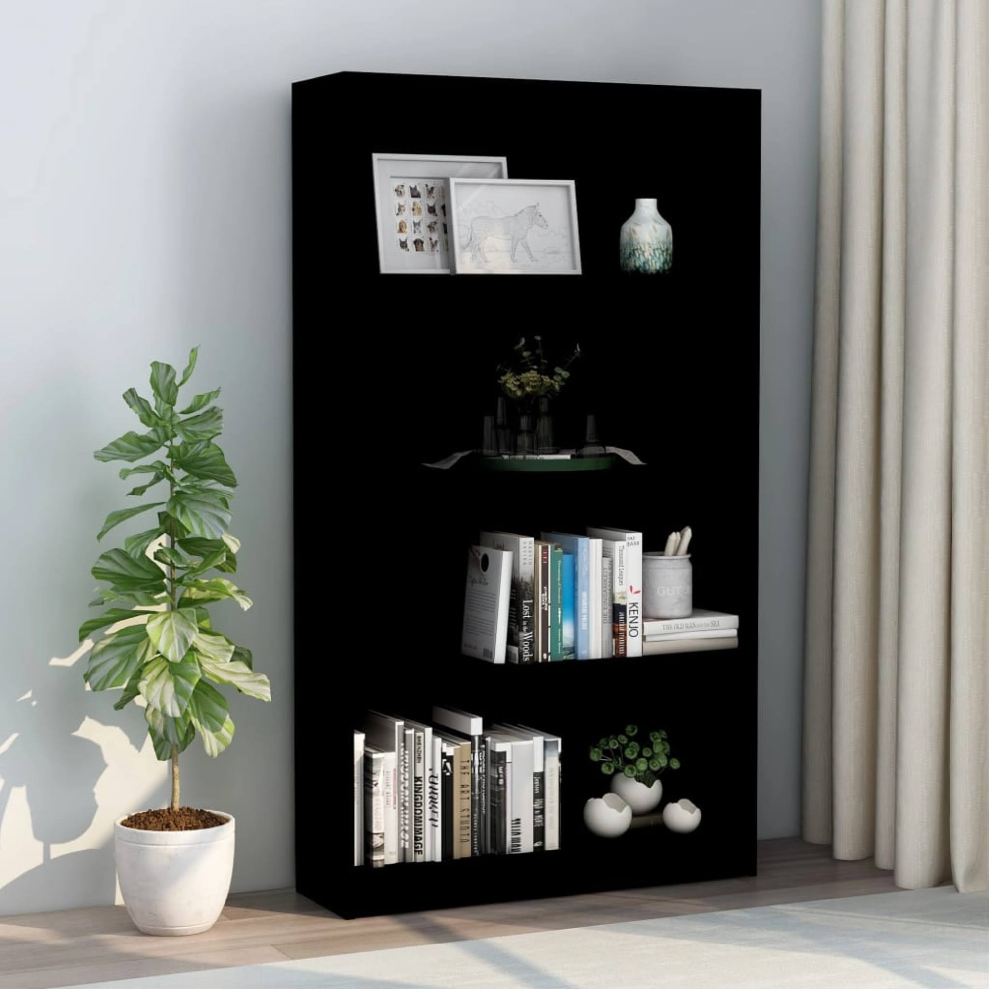 vidaXL 4-Tier Book Cabinet Black 31.KETZDG_94TQ