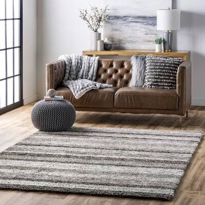 Stoudt Striped Handmade Tufted Gray Area Rug Andover Mills Rug Size Round 5' 7FGWKF_UQD8