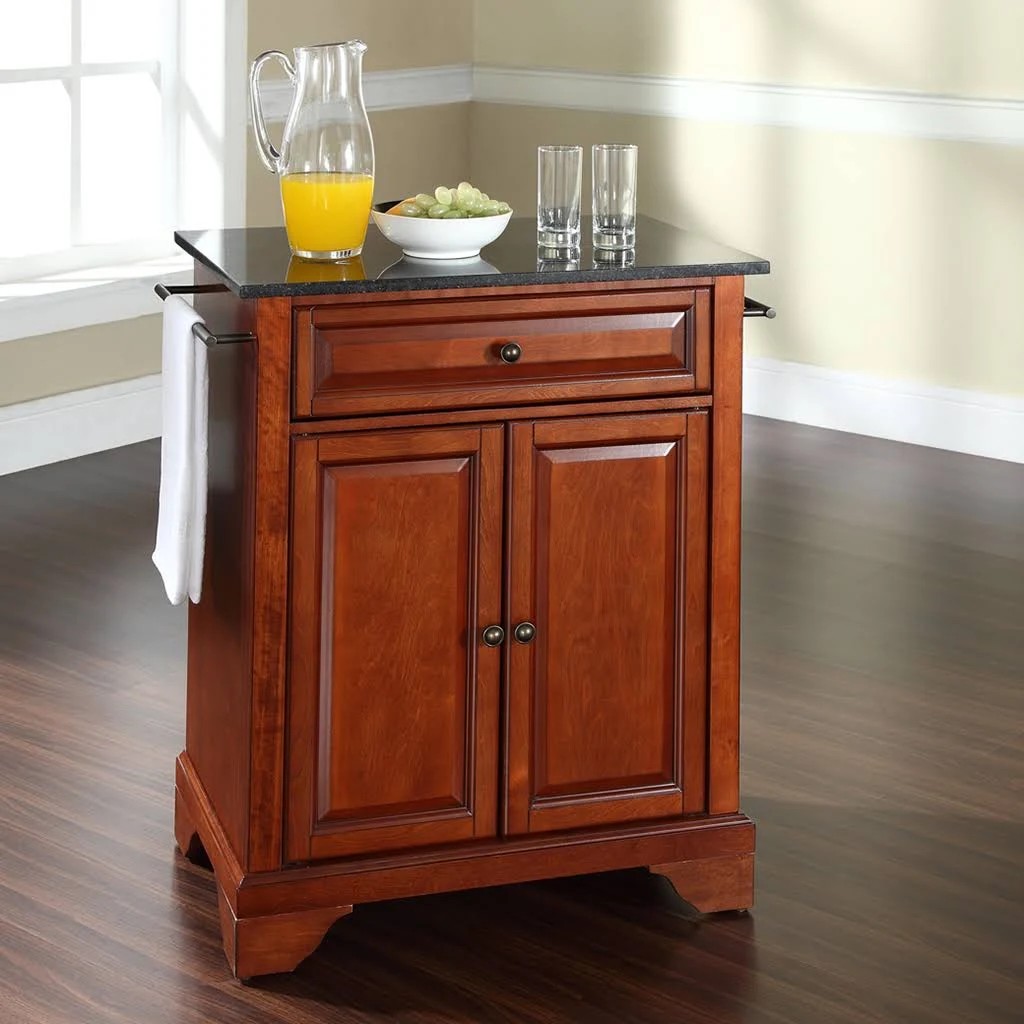 Crosley Furniture Black Granite Top Bun Foot Compact Kitchen Island, Classic VHJOCV_5PVA Crosley Furniture Black Granite Top Bun Foot Compact Kitchen Island, Classic VHJOCV_5PVA