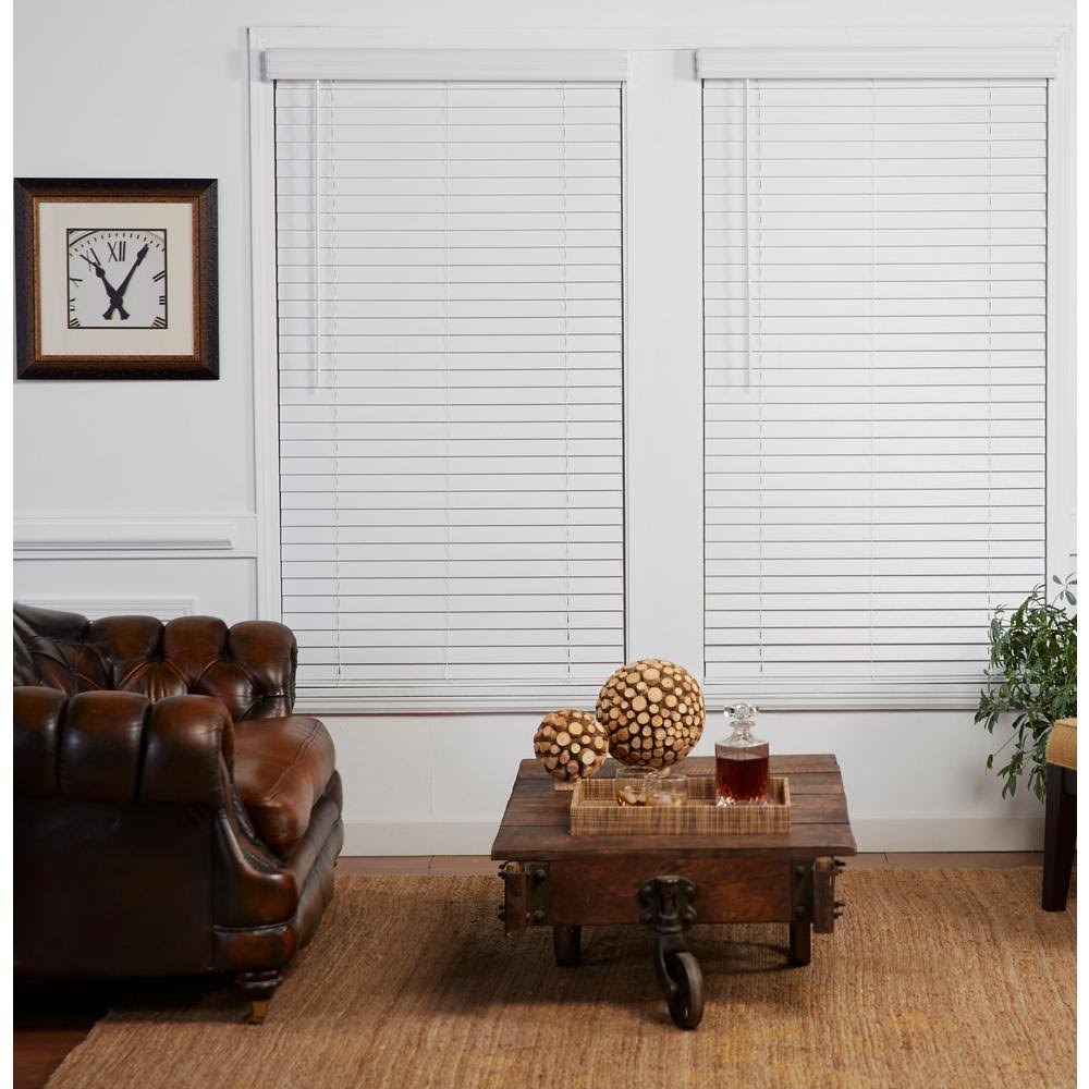 Perfect Lift Window Treatment Cut-to-Width White 2in. Cordless Faux Wood Blind - 53in. W x 48in. L (Actual Size 53in. W x 48in. QIRKSF_OBBC