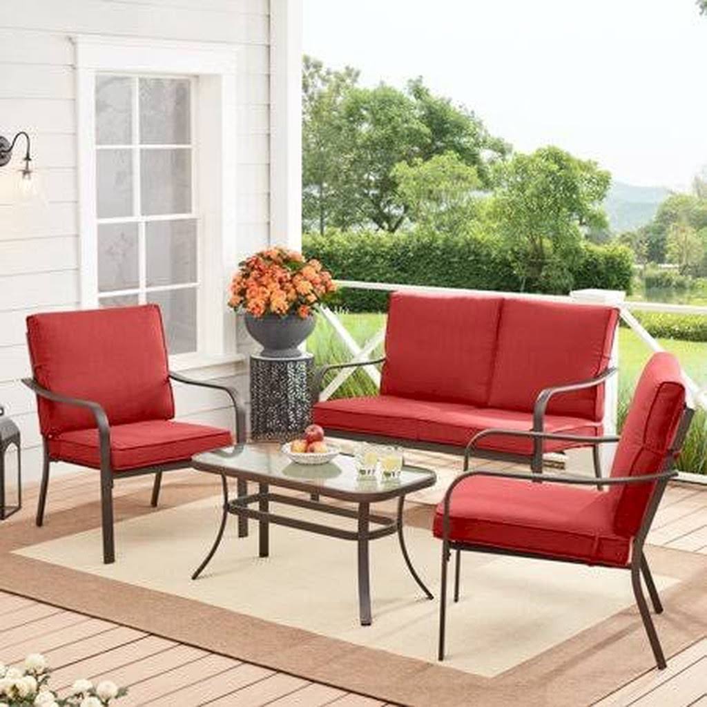 Mainstays Stanton 4-Piece Outdoor Patio Conversation Set, Red, 33UFGY_ZHRS Mainstays Stanton 4-Piece Outdoor Patio Conversation Set, Red, 33UFGY_ZHRS