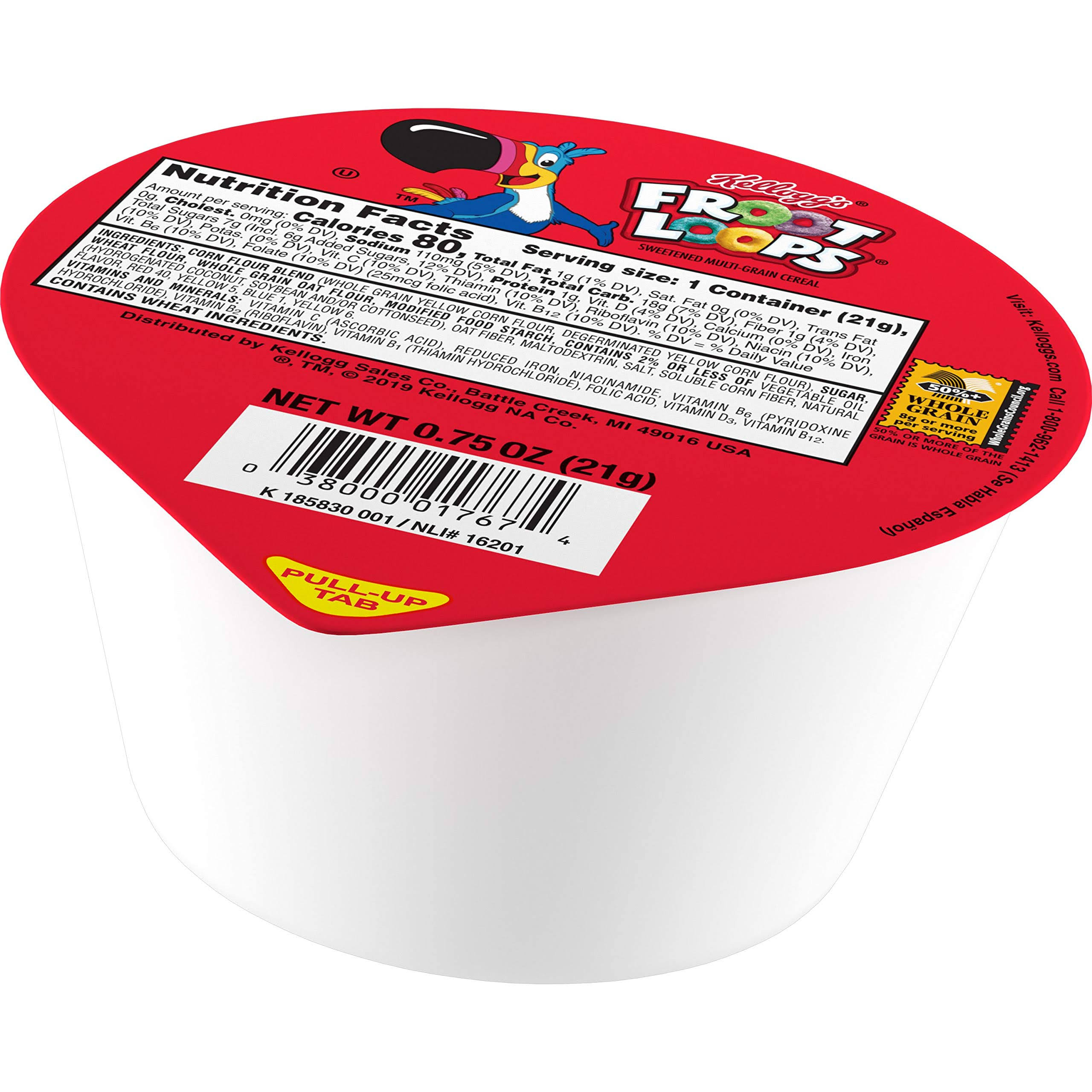 Kellogg s Froot Loops, Breakfast Cereal Bowl, Single Serve, 0.75 oz MKBETK_KKWB