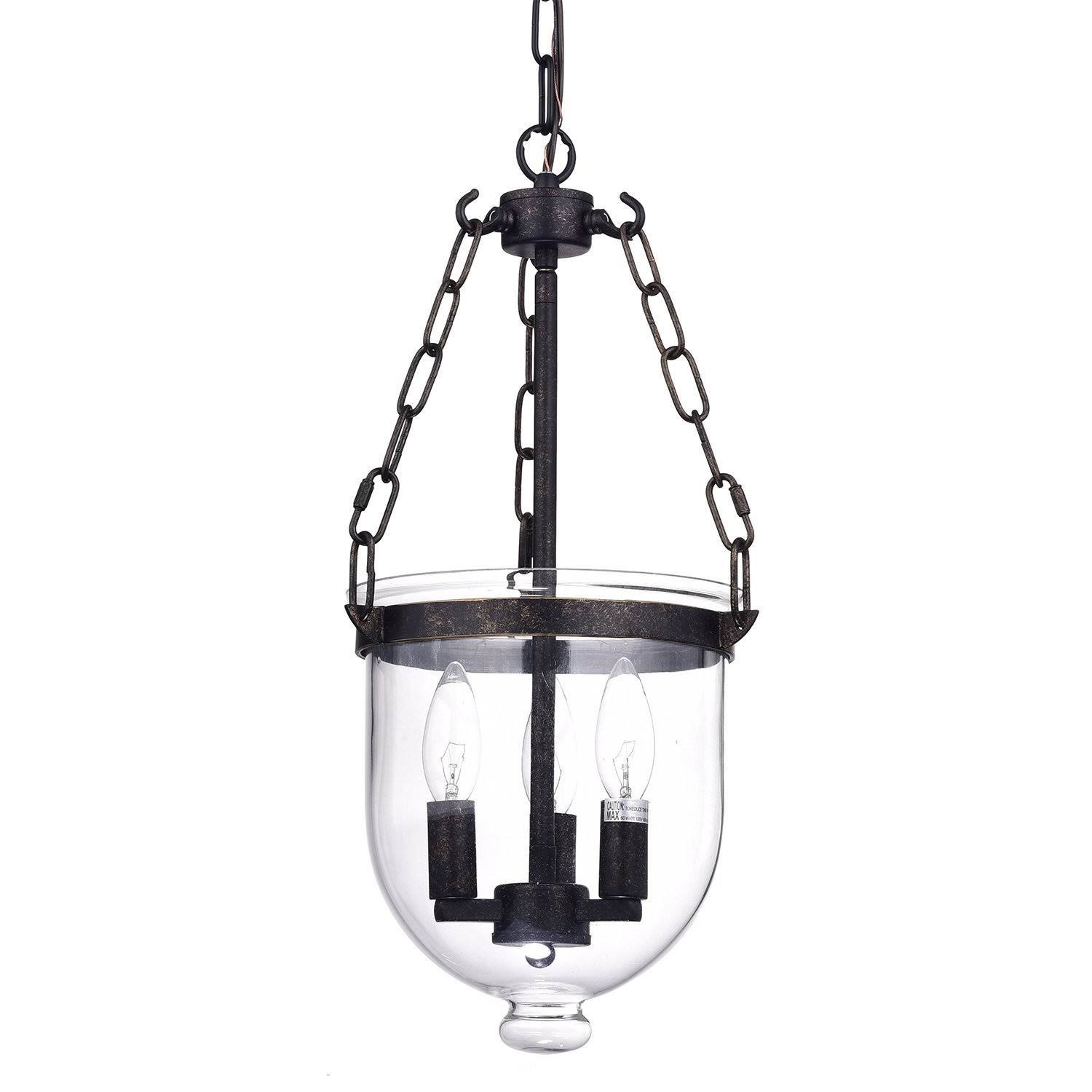 Edvivi Epz100sgb Belita 3-Light Antique Bronze Finish Glass Lantern Pendant YVCMDP_POL6