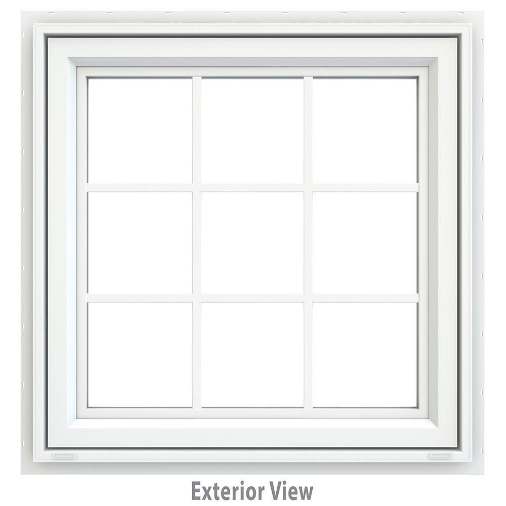 JELD-WEN 35.5 in. x 35.5 in. V-4500 Series White Vinyl Awning Window with Colonial Grids/Grilles V1KO3L_4QY1