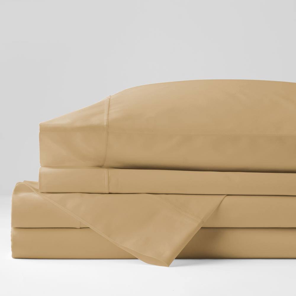 The Company Store Classic Solid 4-Piece Antique Gold 350-Thread Count Cotton Sateen Queen Sheet KYMHEW_RKHH The Company Store Classic Solid 4-Piece Antique Gold 350-Thread Count Cotton Sateen Queen Sheet KYMHEW_RKHH