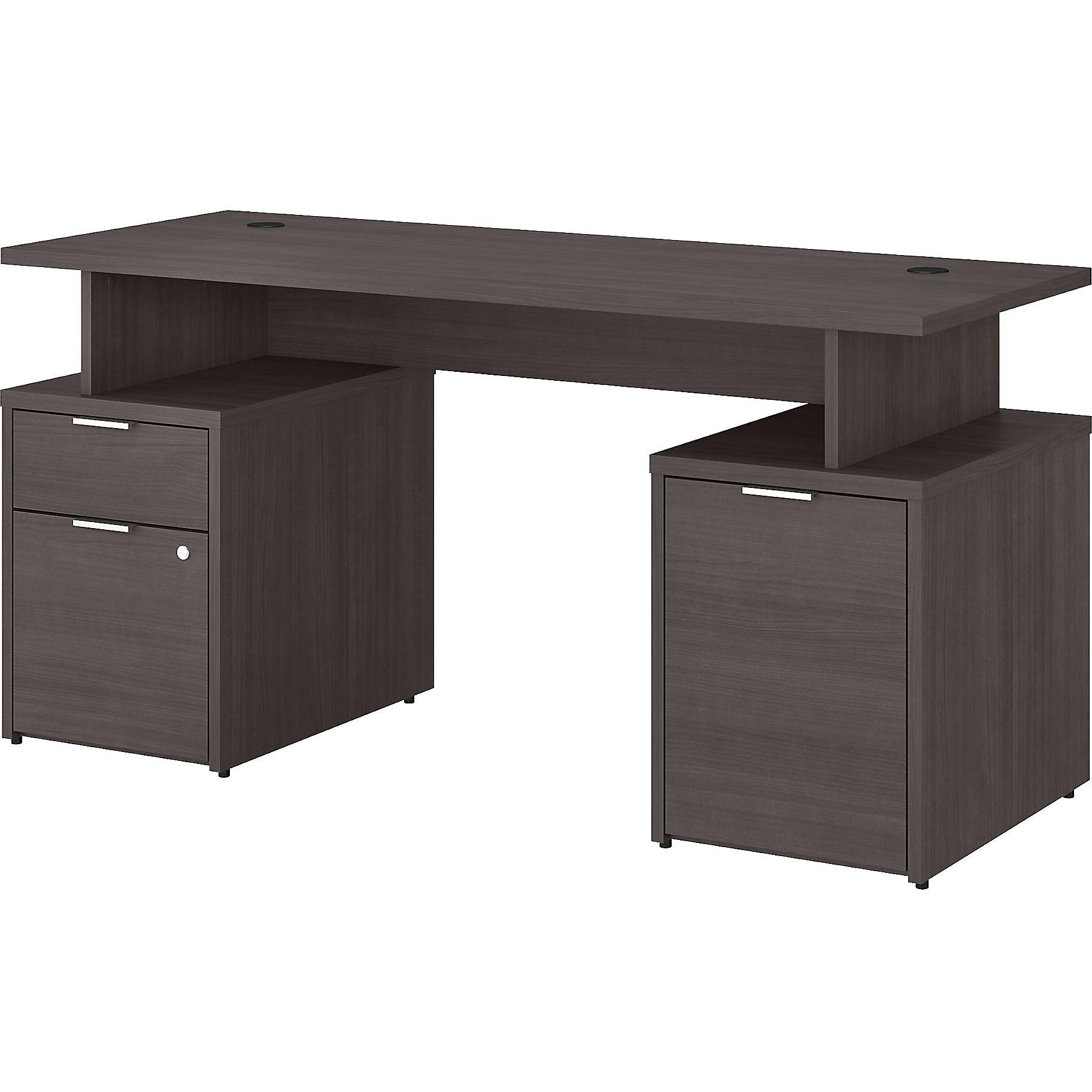 Bush Business Furniture Jamestown 60W Desk with Drawers and Small Storage Cabinet | Storm SD0BKQ_YKG4