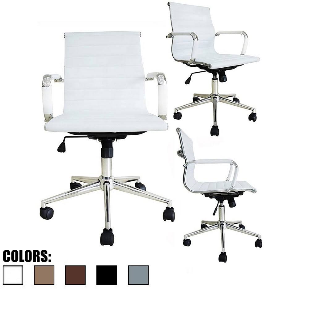Mid Century Office Chair with Arms Wheels Ergonomic Executive PU Leather Arm Rest Tilt Adjustable Height Swivel Task Computer - BOTWZY_Q1BP Mid Century Office Chair with Arms Wheels Ergonomic Executive PU Leather Arm Rest Tilt Adjustable Height Swivel Task Computer - BOTWZY_Q1BP