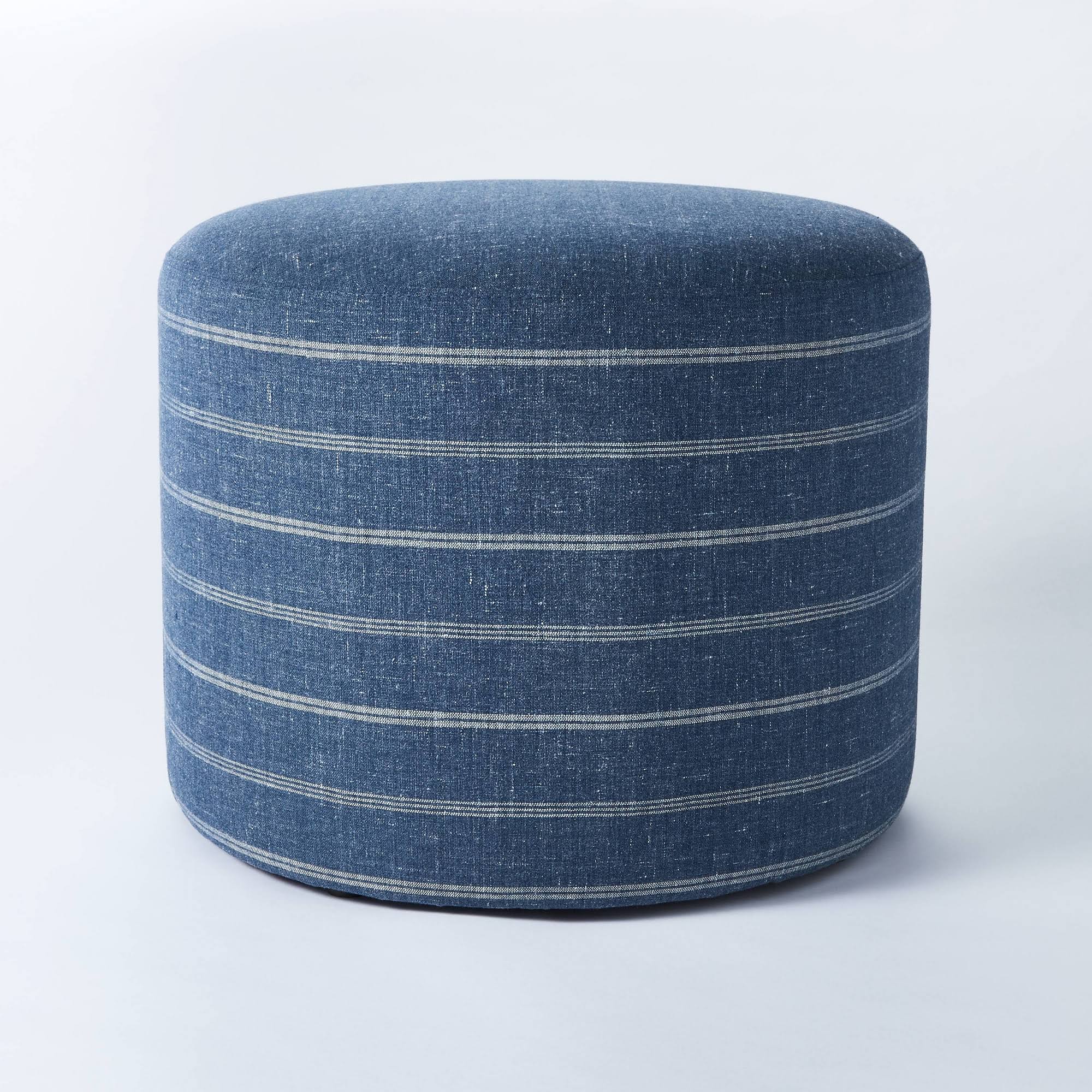 Threshold Designed w/STUDIO McGee Lynwood Upholstered Round Cube Navy - Threshold Designed with Studio XJHELB_AE54