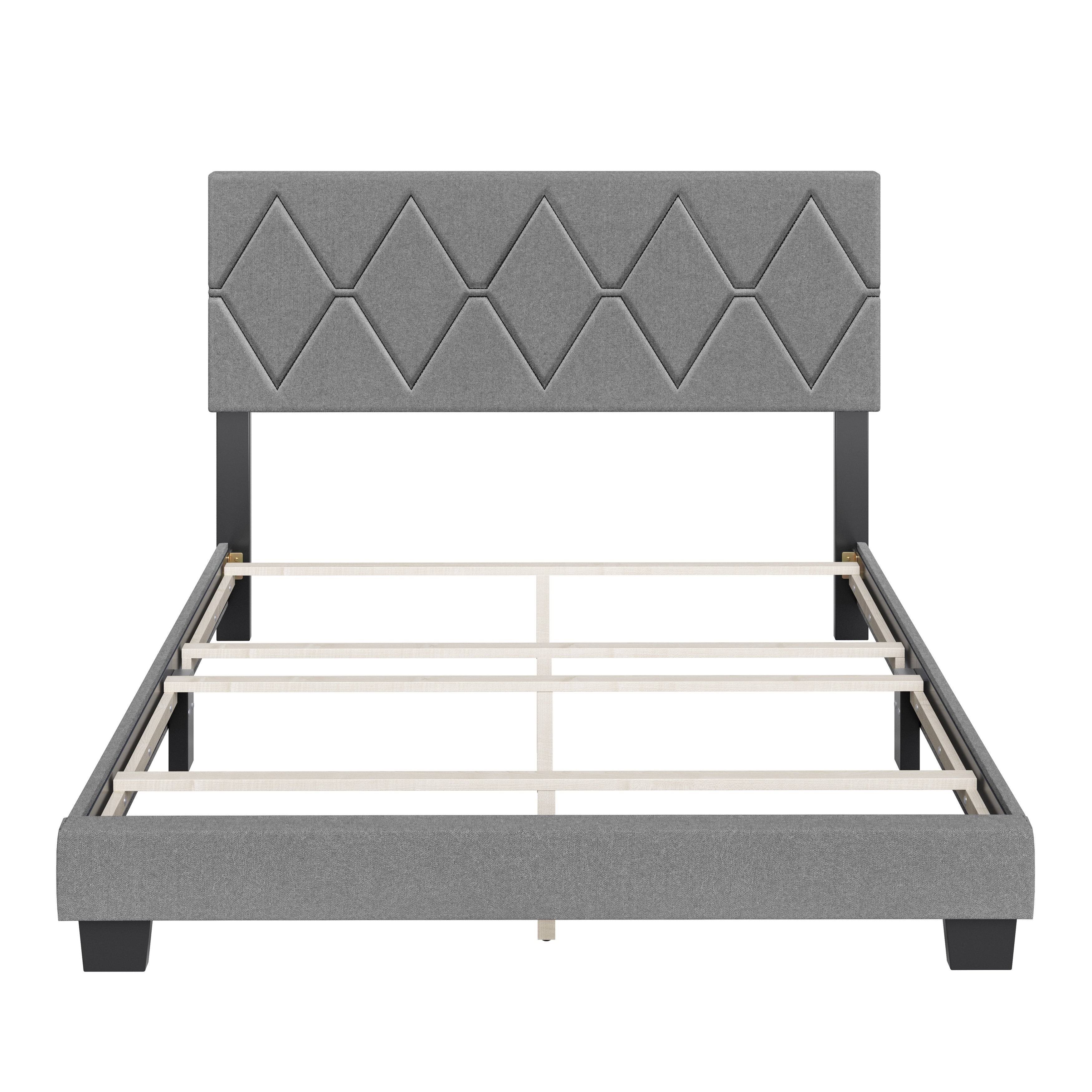 Sleep Sync Diamante Linen Upholstered Bed Frame - Grey - PIOIVQ_I6W9 Sleep Sync Diamante Linen Upholstered Bed Frame - Grey - PIOIVQ_I6W9