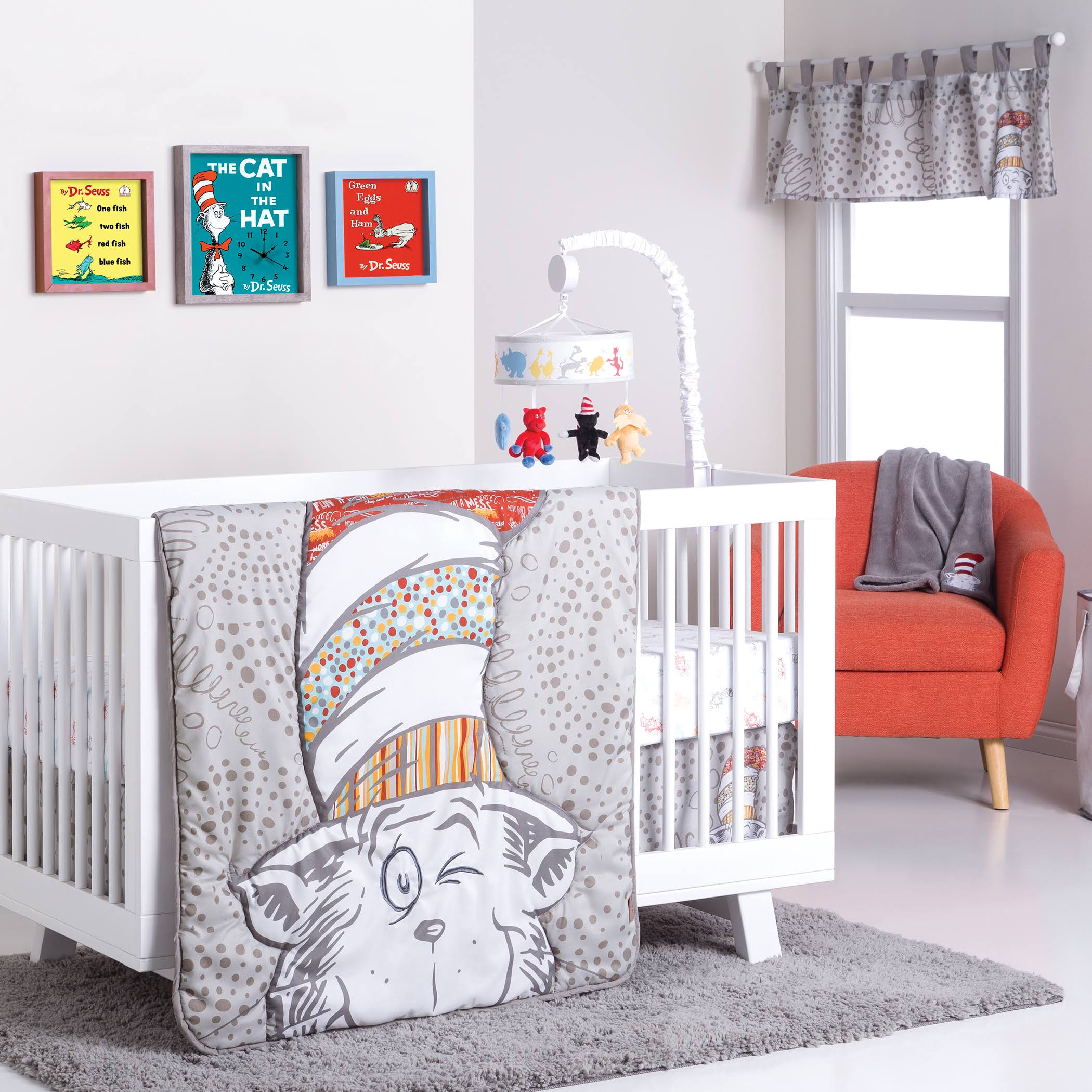 Dr. Seuss Peek-A-Boo Cat in The Hat 4 Piece Crib Bedding Set Trend SOC5XO_LFUR Dr. Seuss Peek-A-Boo Cat in The Hat 4 Piece Crib Bedding Set Trend SOC5XO_LFUR