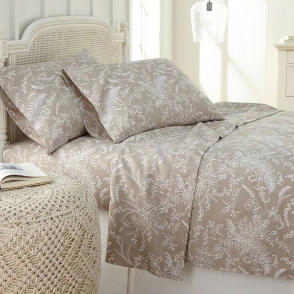 Southshore Fine Linens Winter Brush Botanical Print Deep Pocket Sheet Set - California King - Warm Sand w/ White XXLWTS_MMC3 Southshore Fine Linens Winter Brush Botanical Print Deep Pocket Sheet Set - California King - Warm Sand w/ White XXLWTS_MMC3
