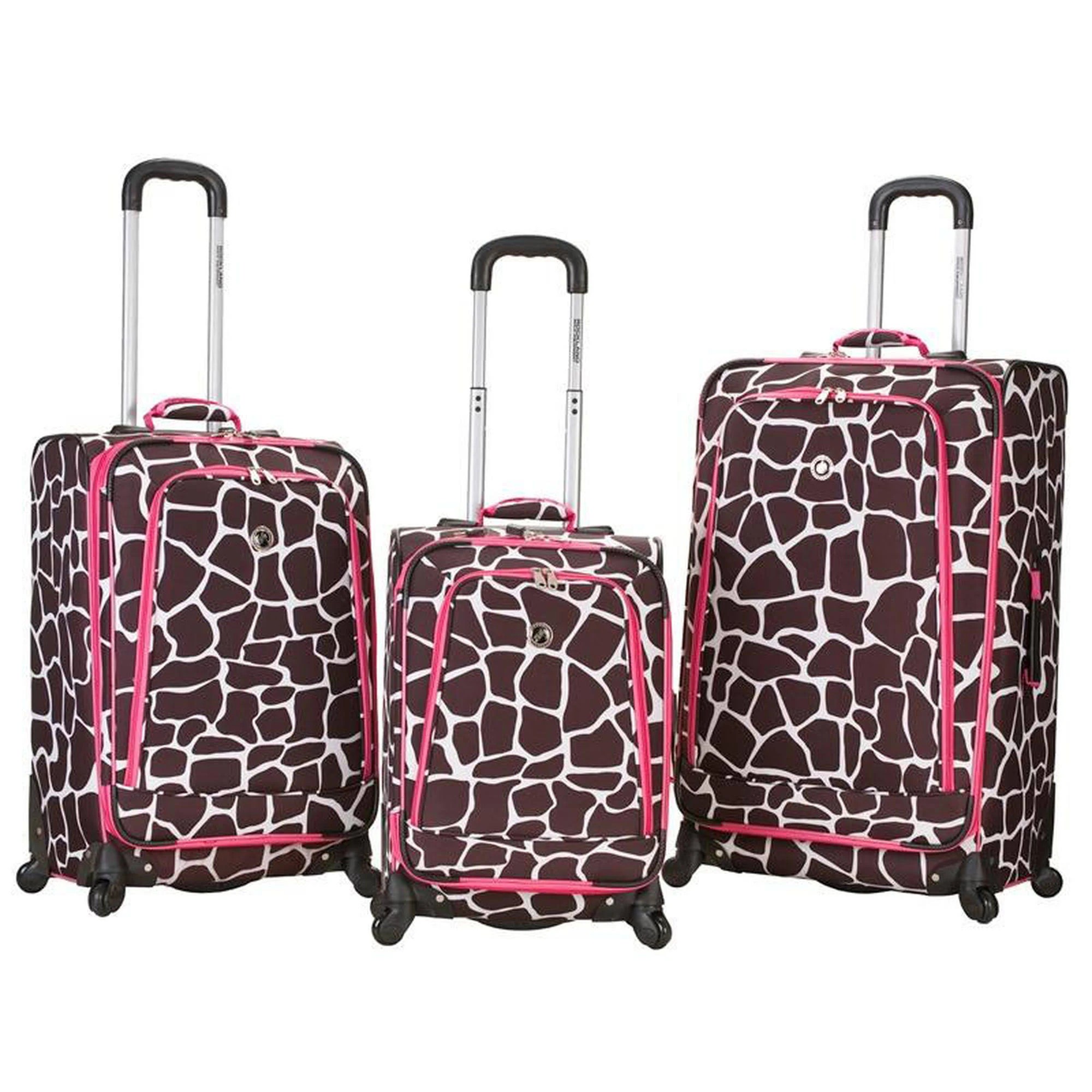 Rockland Fusion 3 Piece Spinner Luggage Set - Pink SRRDDH_NH4O Rockland Fusion 3 Piece Spinner Luggage Set - Pink SRRDDH_NH4O