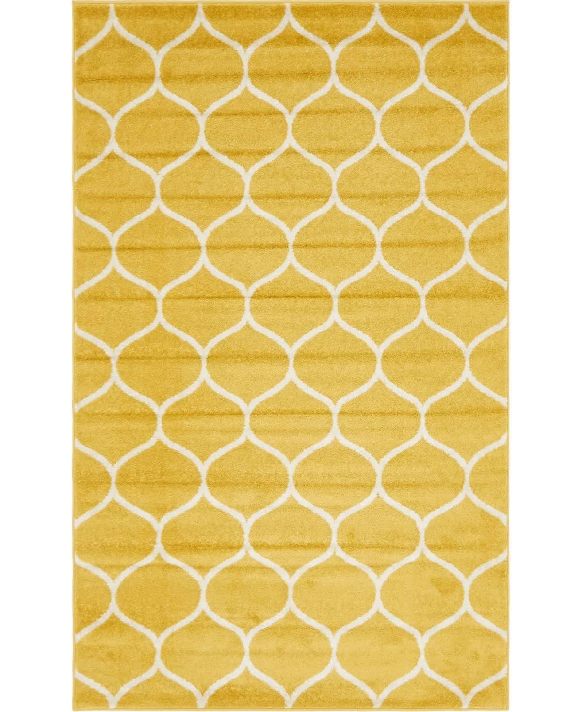 Unique Loom Rounded Trellis Frieze Area Rug - 5' x 8' (Yellow) WCC9KN_USM6 Unique Loom Rounded Trellis Frieze Area Rug - 5' x 8' (Yellow) WCC9KN_USM6