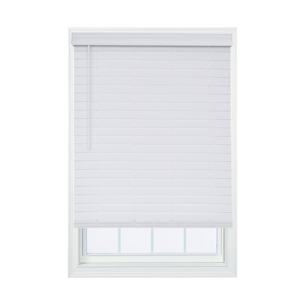 Allen + Roth 2.5-in Slat Width 64-in x 72-in Cordless White Faux Wood Room Darkening Horizontal Blinds | DFHSA6672-NGEEX4_ECRK Allen + Roth 2.5-in Slat Width 64-in x 72-in Cordless White Faux Wood Room Darkening Horizontal Blinds | DFHSA6672-NGEEX4_ECRK