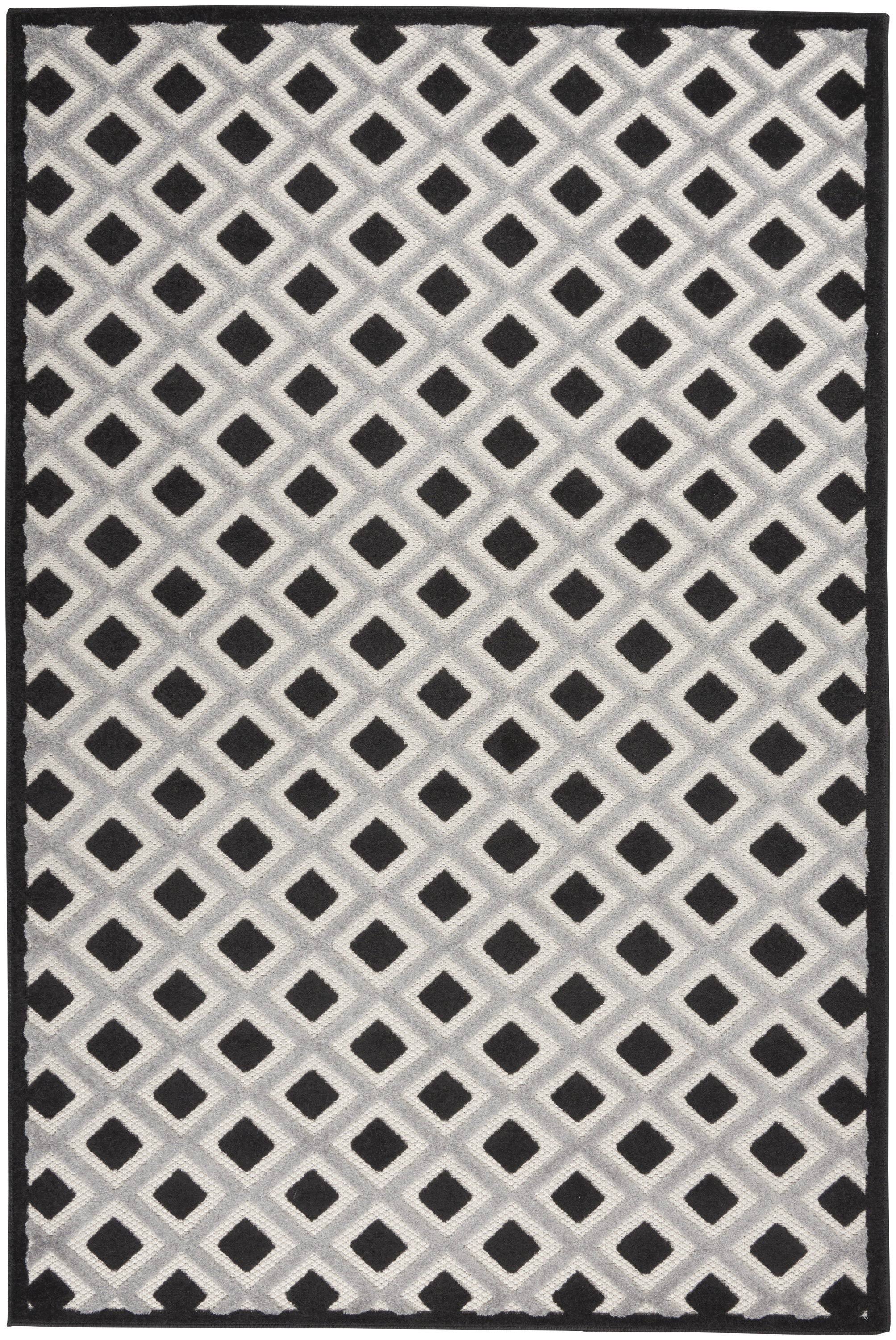 Nourison Aloha ALH26 Area Rug | Black White | 5'XT3SQD_CTVF Nourison Aloha ALH26 Area Rug | Black White | 5'XT3SQD_CTVF