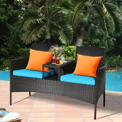 Jaylyn 54'' Wide Outdoor Wicker Loveseat with Cushions Zipcode Design Cushion Color 7QWKQA_FLCS Jaylyn 54'' Wide Outdoor Wicker Loveseat with Cushions Zipcode Design Cushion Color 7QWKQA_FLCS