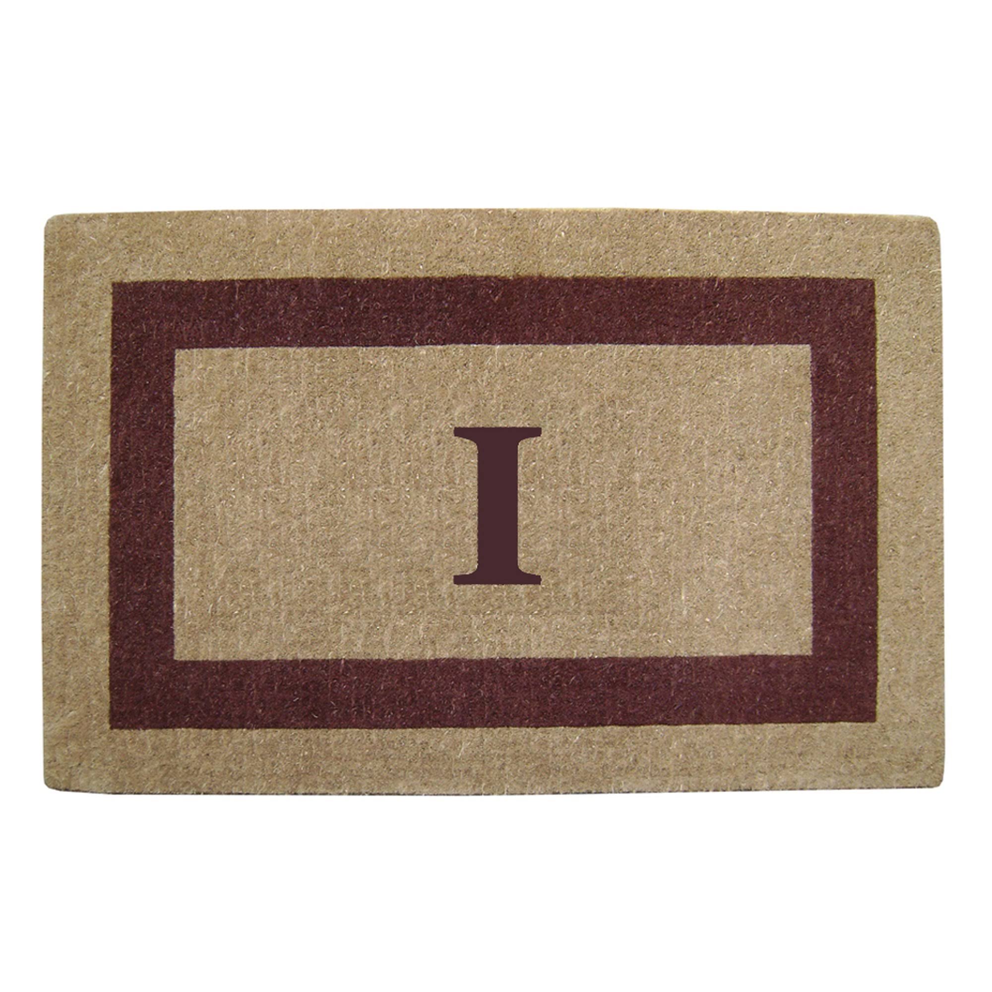 Inspired Accents Heavy Duty Monogrammed I Coco Mat, Tan/Dark 0XE2EO_VOD7 Inspired Accents Heavy Duty Monogrammed I Coco Mat, Tan/Dark 0XE2EO_VOD7