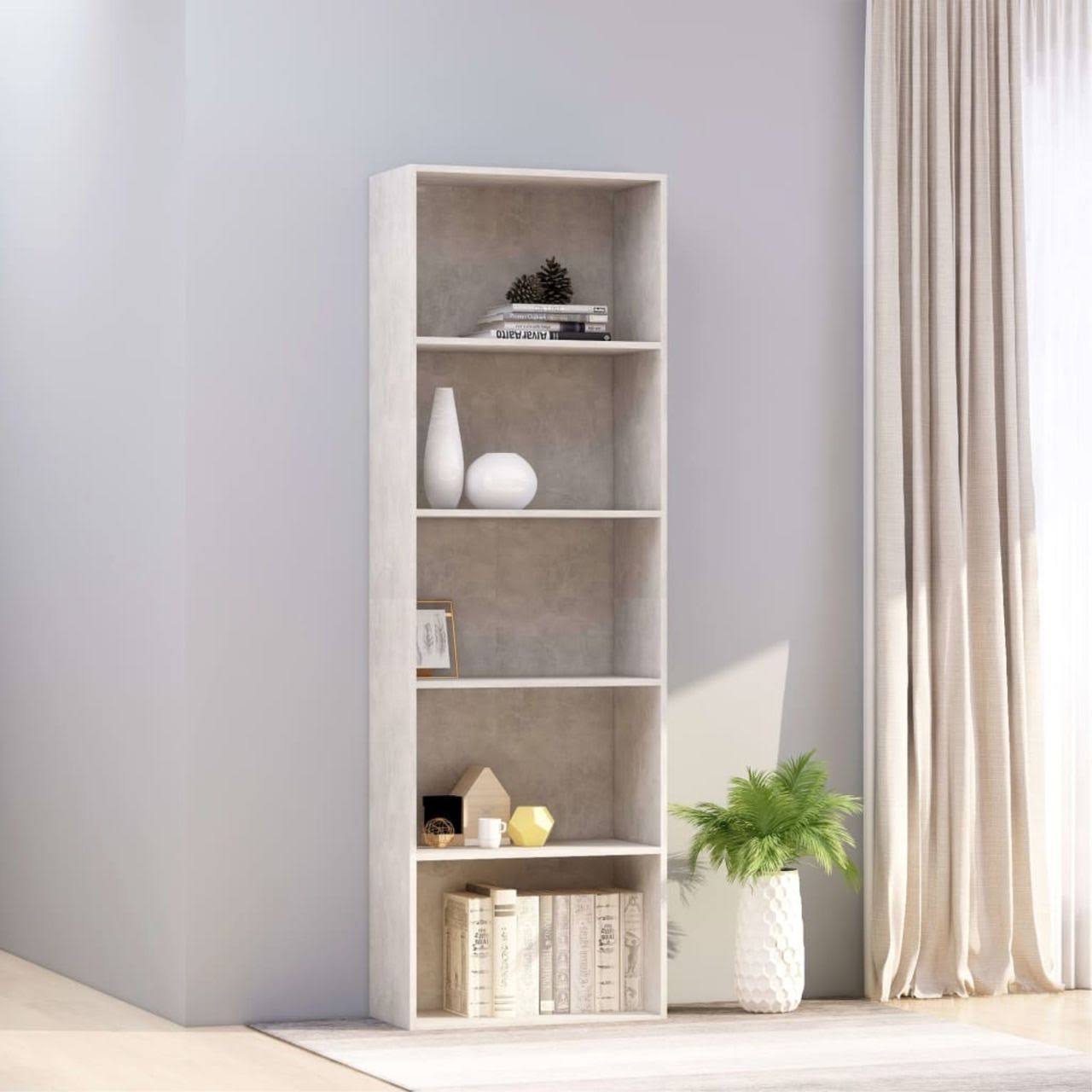 vidaXL 5-Tier Book Cabinet Concrete Gray 23.D0LCRN_JOIQ vidaXL 5-Tier Book Cabinet Concrete Gray 23.D0LCRN_JOIQ