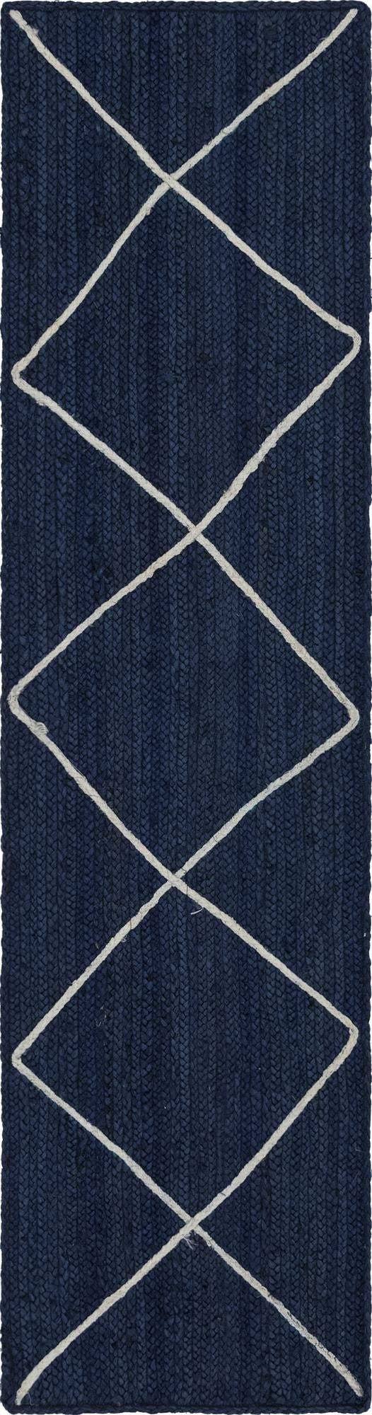 Braided Jute Rug Navy Blue / Runner 2' 2 x 8' KX8I2I_WC8P Braided Jute Rug Navy Blue / Runner 2' 2 x 8' KX8I2I_WC8P