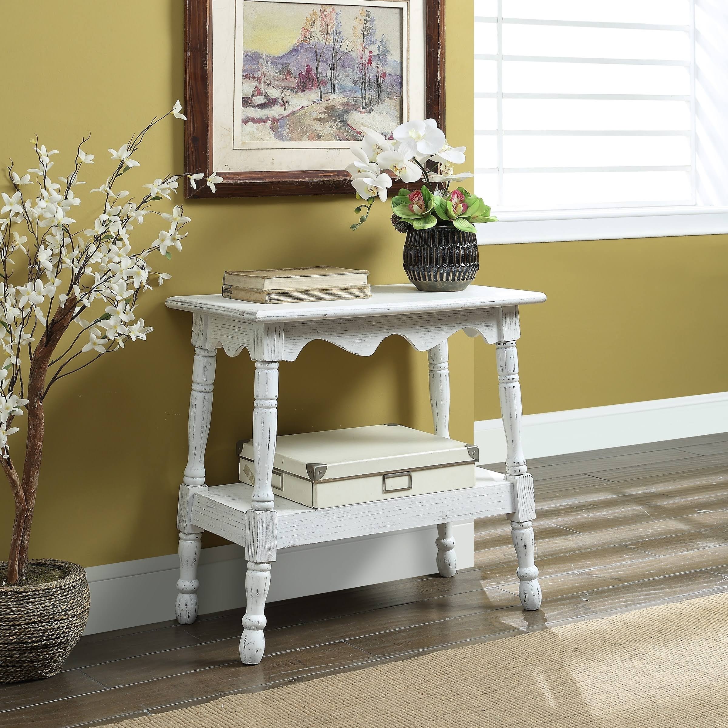 Crestview Collection Wilton Distressed White 1-Shelf Side Table with Turned QJL6L8_LHCM Crestview Collection Wilton Distressed White 1-Shelf Side Table with Turned QJL6L8_LHCM