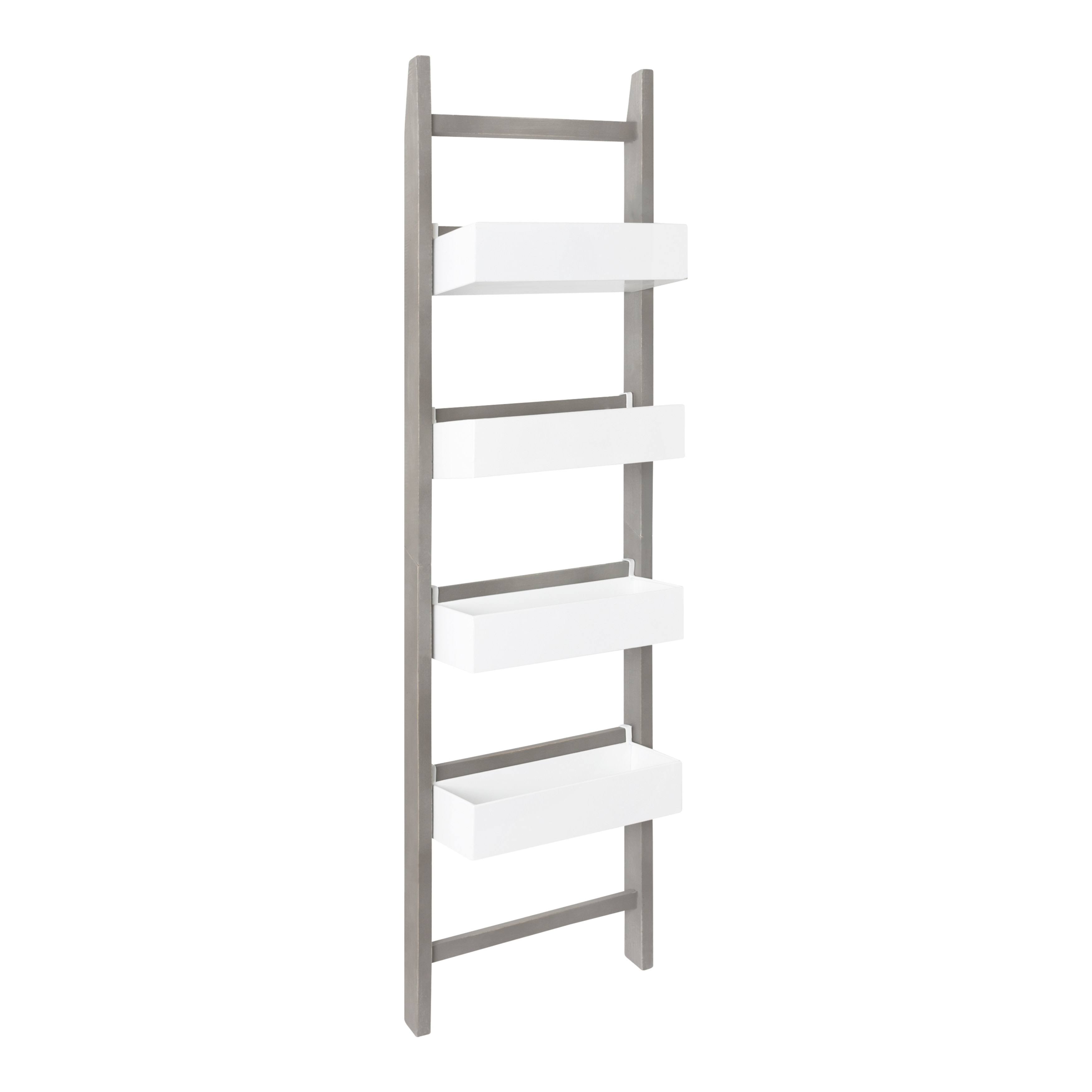 Kate and Laurel Pothos Rustic Blanket Ladder with Storage Bins - 17x64 - Gray/YMQM1P_F6P5 Kate and Laurel Pothos Rustic Blanket Ladder with Storage Bins - 17x64 - Gray/YMQM1P_F6P5