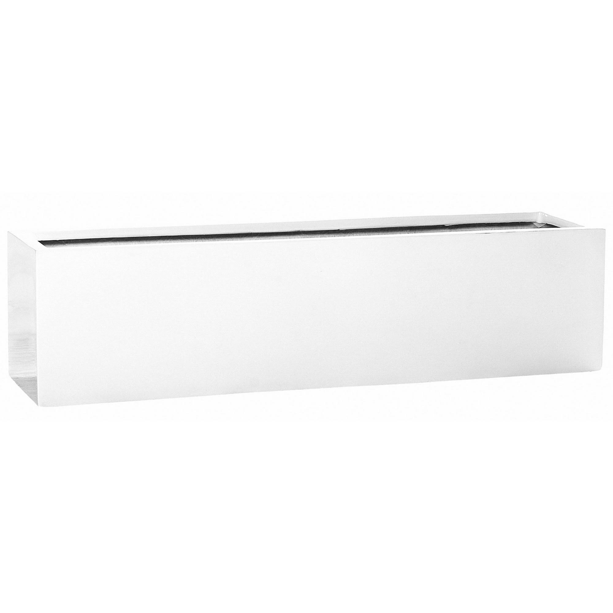 Essential Balcony Extra Large 32 in. White Glossy Fiberstone Indoor Outdoor Modern Rectangular Planter PWMFSD_YZV7