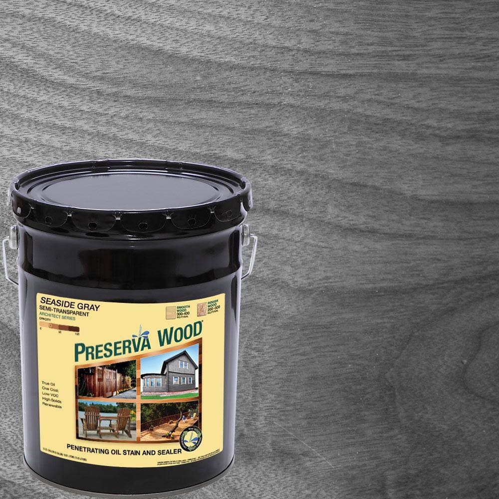 Preserva Wood 5 gal. Seaside Gray Semi-Transparent Oil-Based Exterior Wood Stain R0GDXB_DSRA Preserva Wood 5 gal. Seaside Gray Semi-Transparent Oil-Based Exterior Wood Stain R0GDXB_DSRA