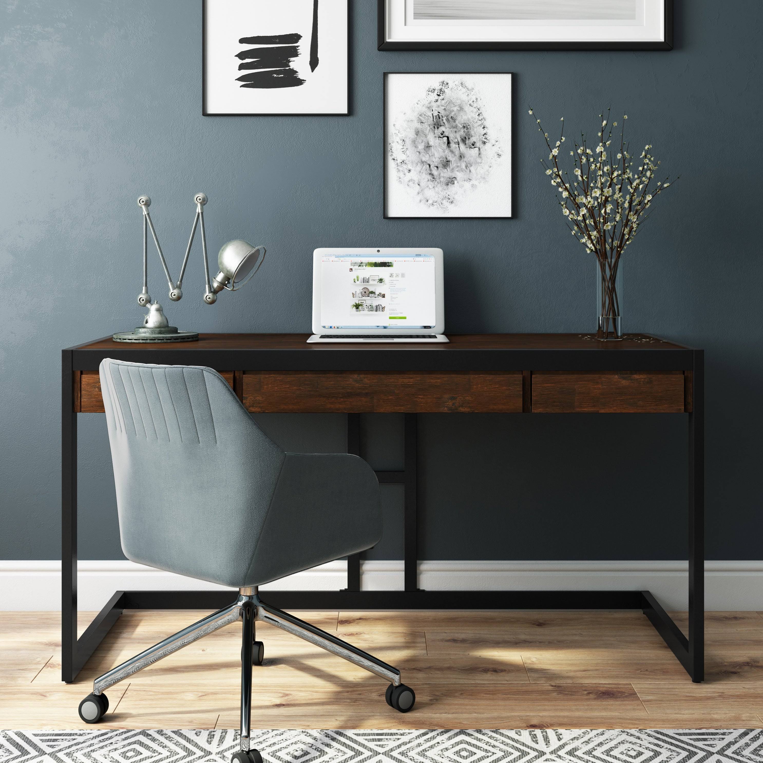 Wyndenhall Cecilia Solid Acacia Wood Modern Industrial 60 inch Wide Writing Office Desk - Farmhouse BTIHIJ_KGJX Wyndenhall Cecilia Solid Acacia Wood Modern Industrial 60 inch Wide Writing Office Desk - Farmhouse BTIHIJ_KGJX